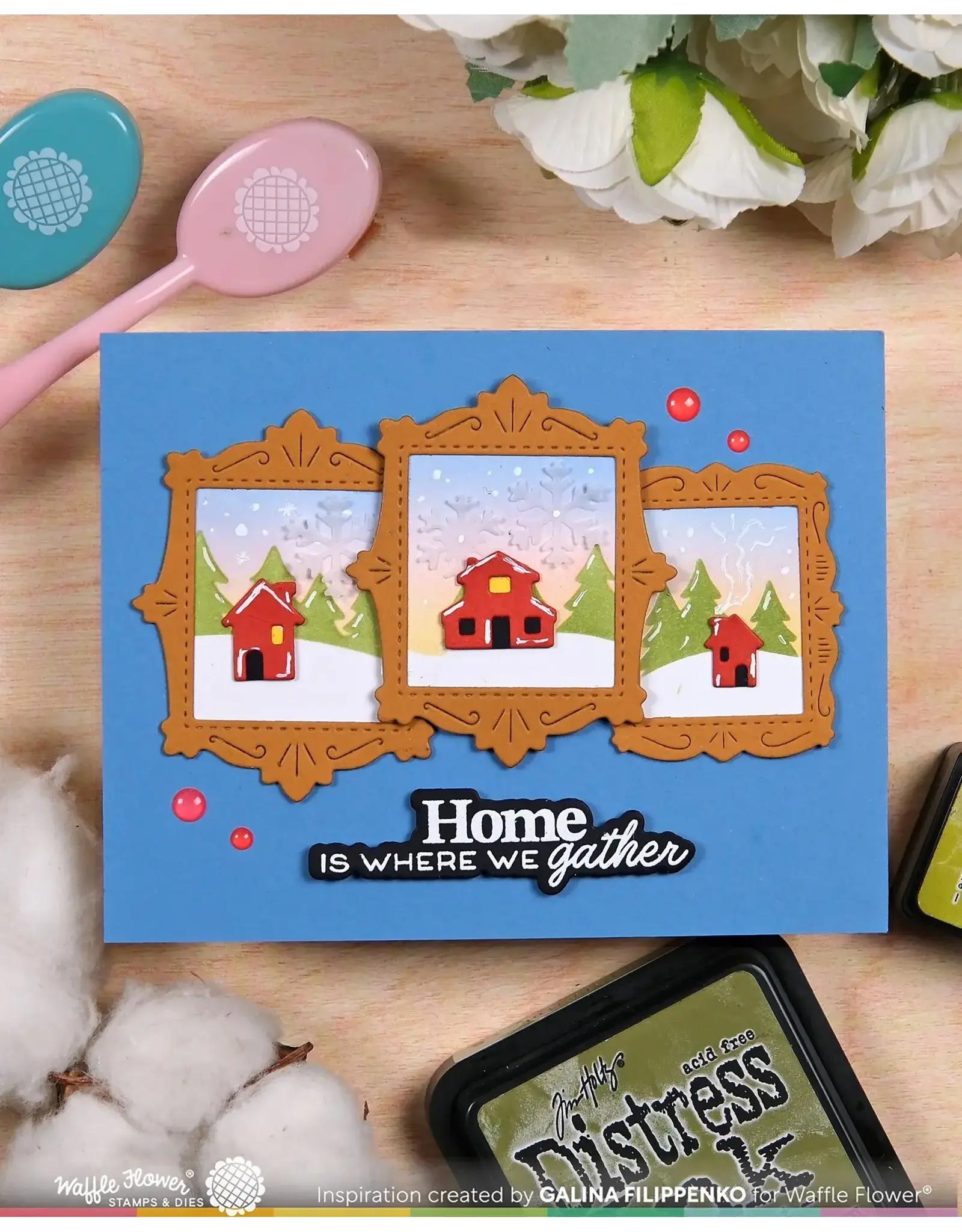 WAFFLE FLOWER WAFFLE FLOWER POSTAGE COLLAGE FRAMES DIE SET