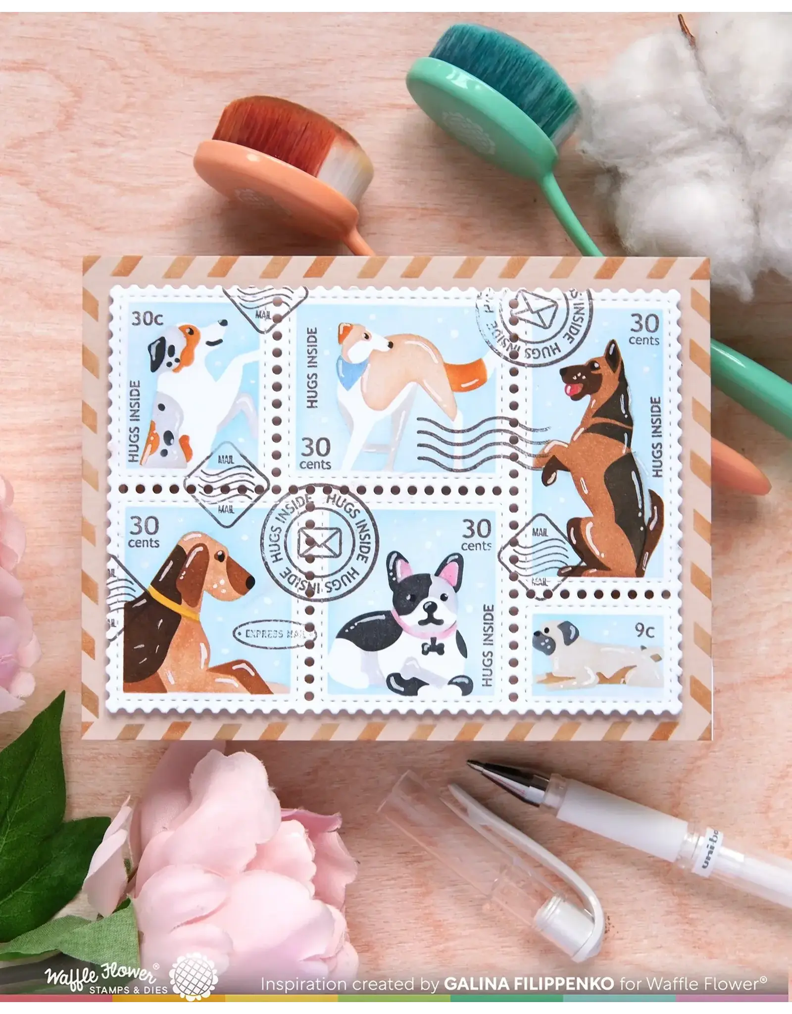 WAFFLE FLOWER WAFFLE FLOWER POSTAGE COLLAGE WOOF STENCIL SET