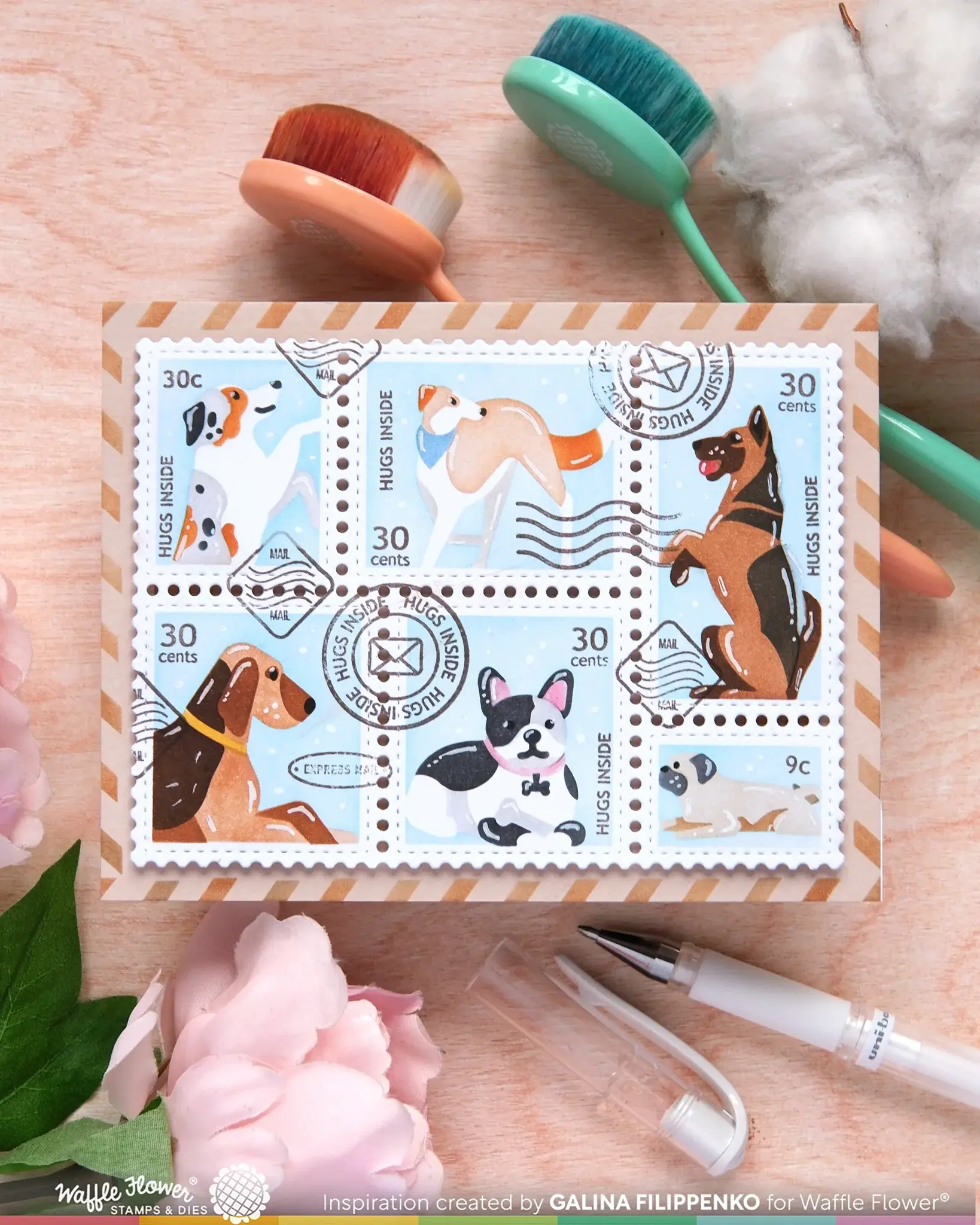 WAFFLE FLOWER WAFFLE FLOWER POSTAGE COLLAGE WOOF STENCIL SET