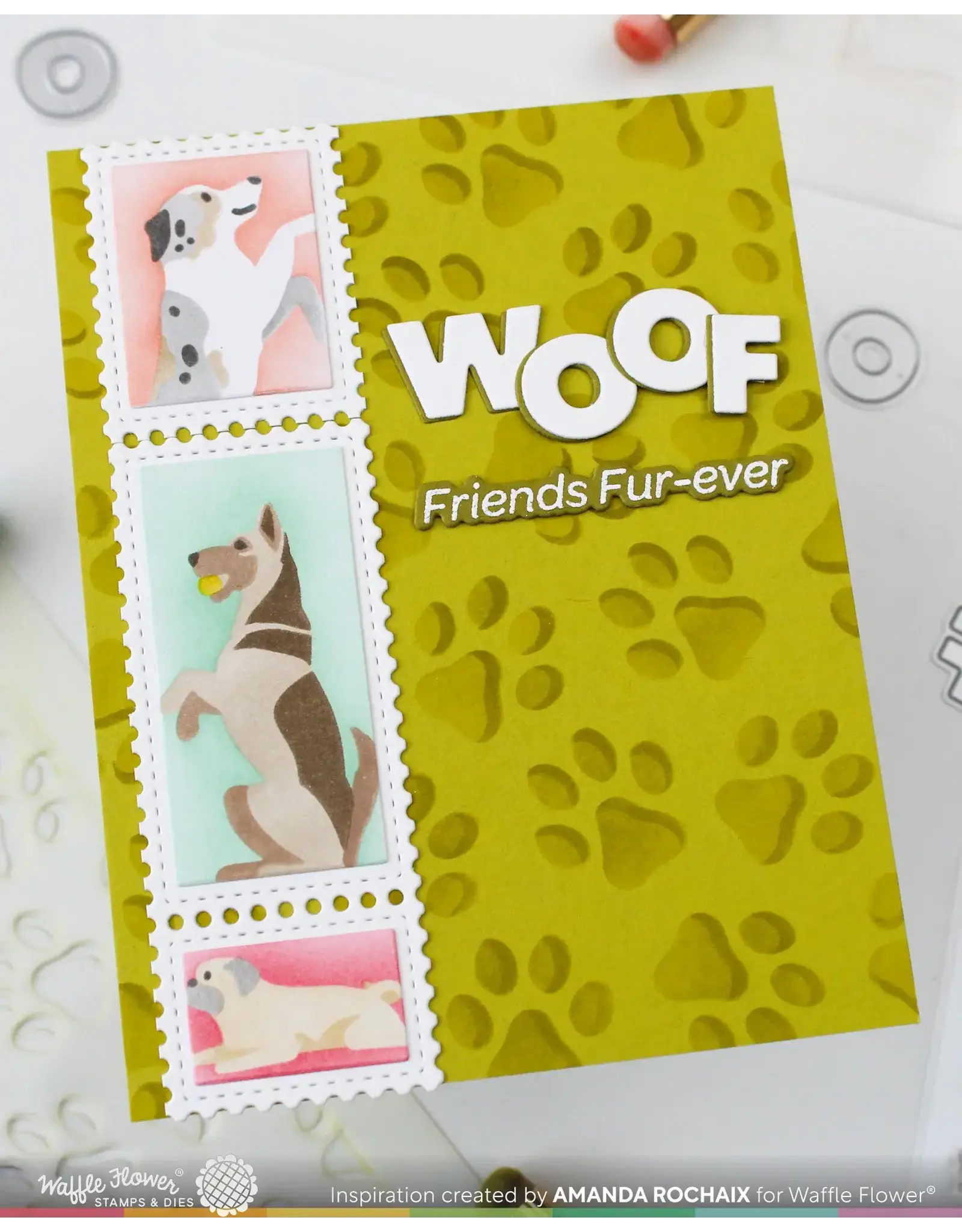 WAFFLE FLOWER WAFFLE FLOWER POSTAGE COLLAGE WOOF STENCIL SET