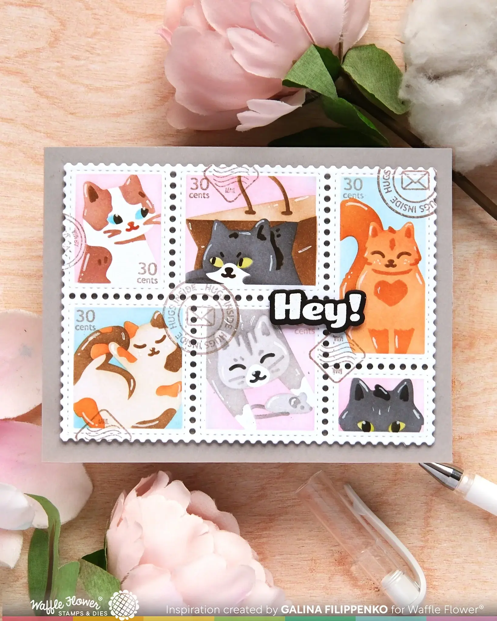 WAFFLE FLOWER WAFFLE FLOWER POSTAGE COLLAGE MEOW STENCIL SET