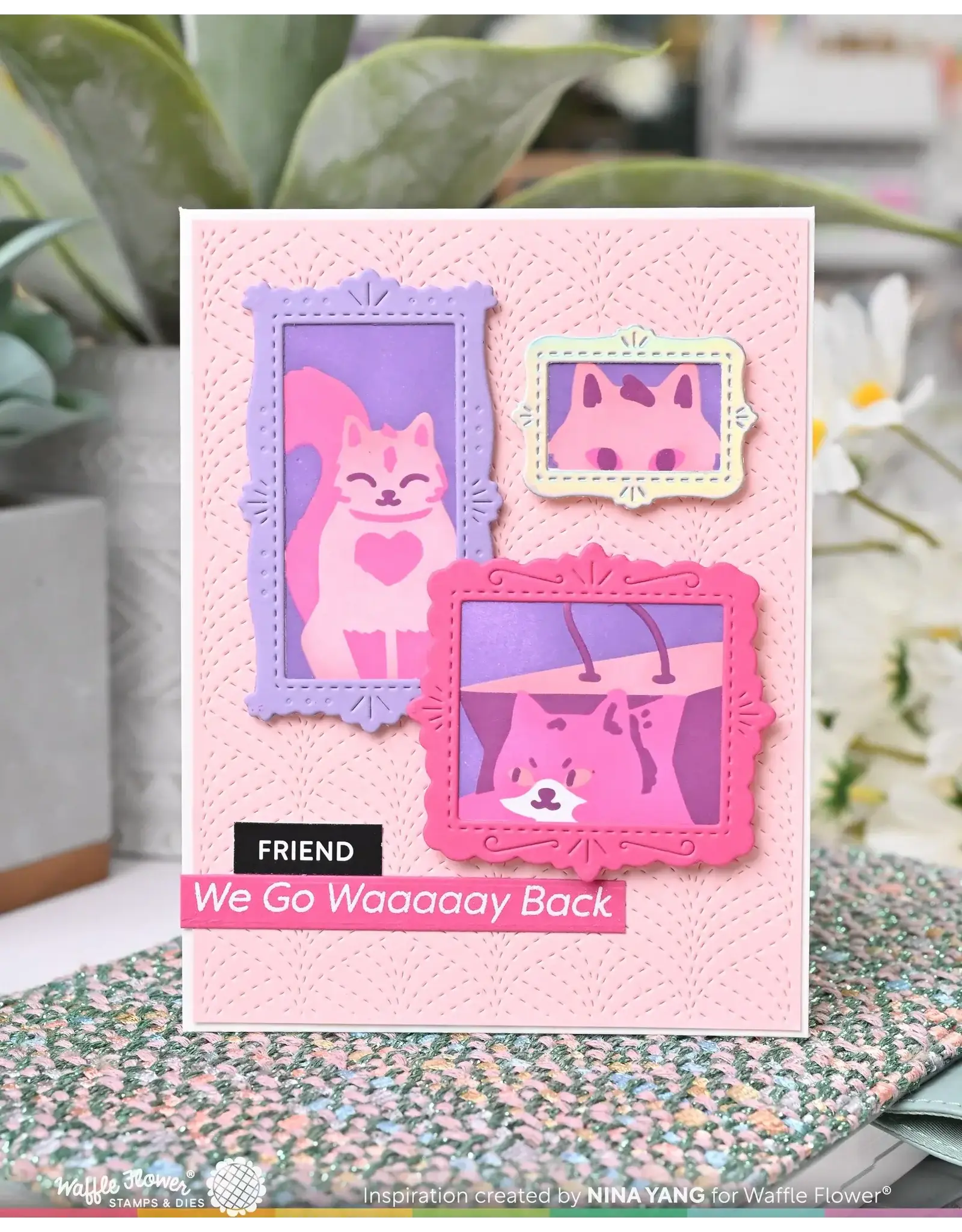 WAFFLE FLOWER WAFFLE FLOWER POSTAGE COLLAGE MEOW STENCIL SET