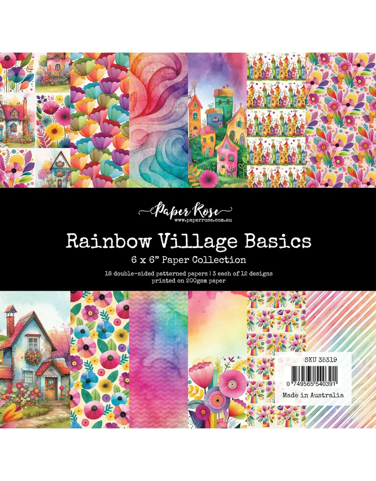 PAPER ROSE PAPER ROSE RAINBOW VILLAGE BASICS 6x6 PAPER COLLECTION