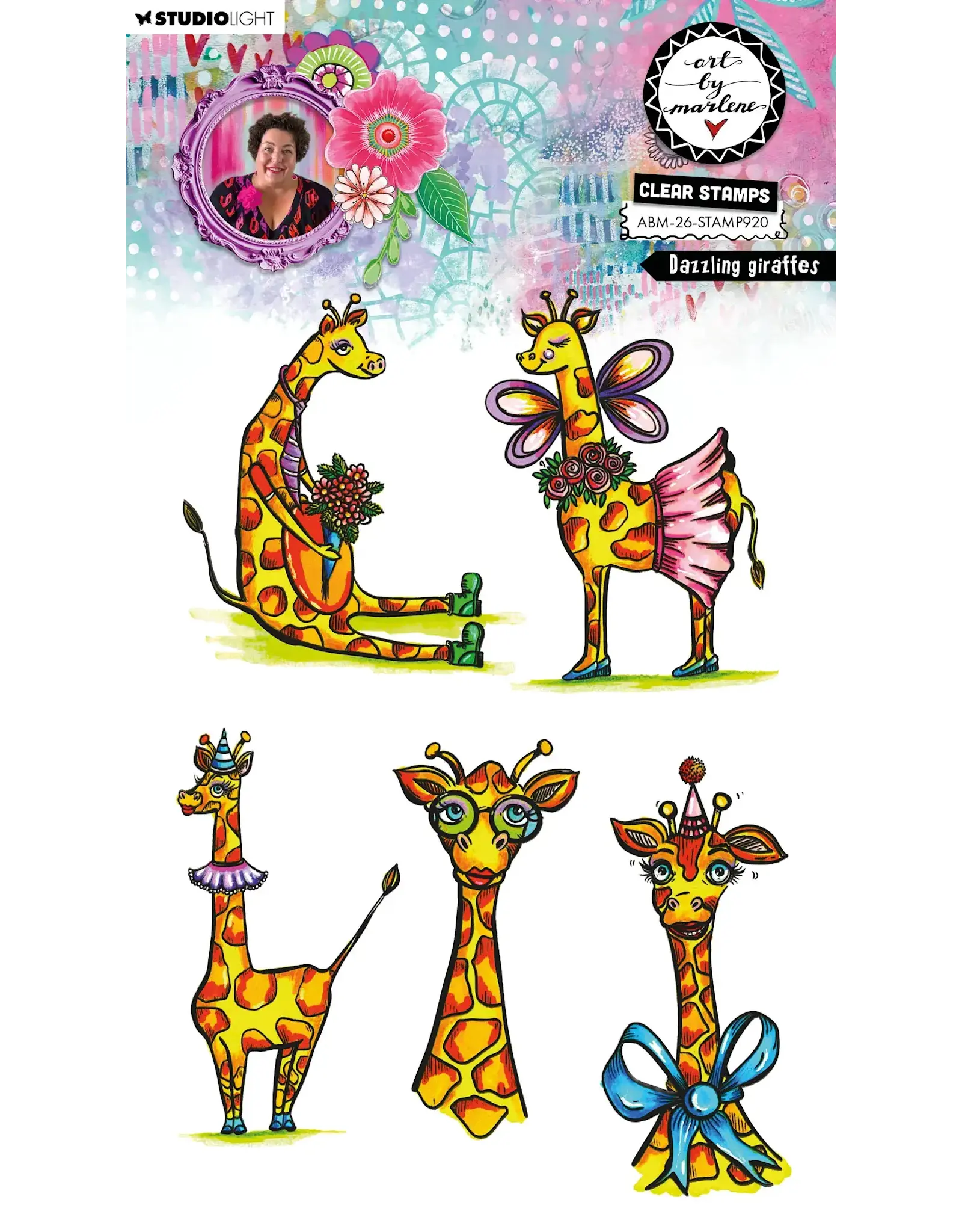 STUDIOLIGHT STUDIOLIGHT ART BY MARLENE DAZZLING GIRAFFES CLEAR STAMP SET