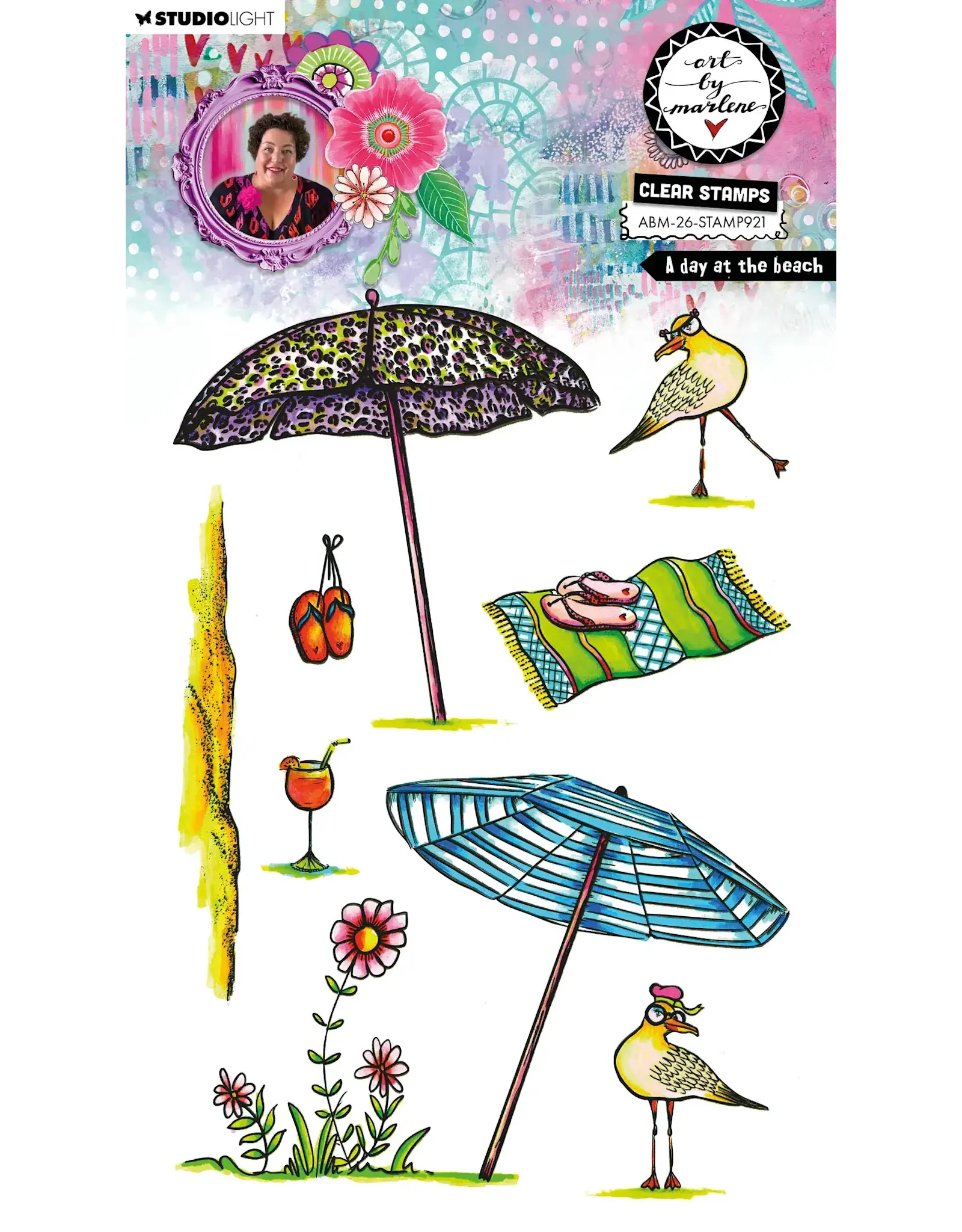 STUDIOLIGHT STUDIOLIGHT ART BY MARLENE A DAY AT THE BEACH CLEAR STAMP SET