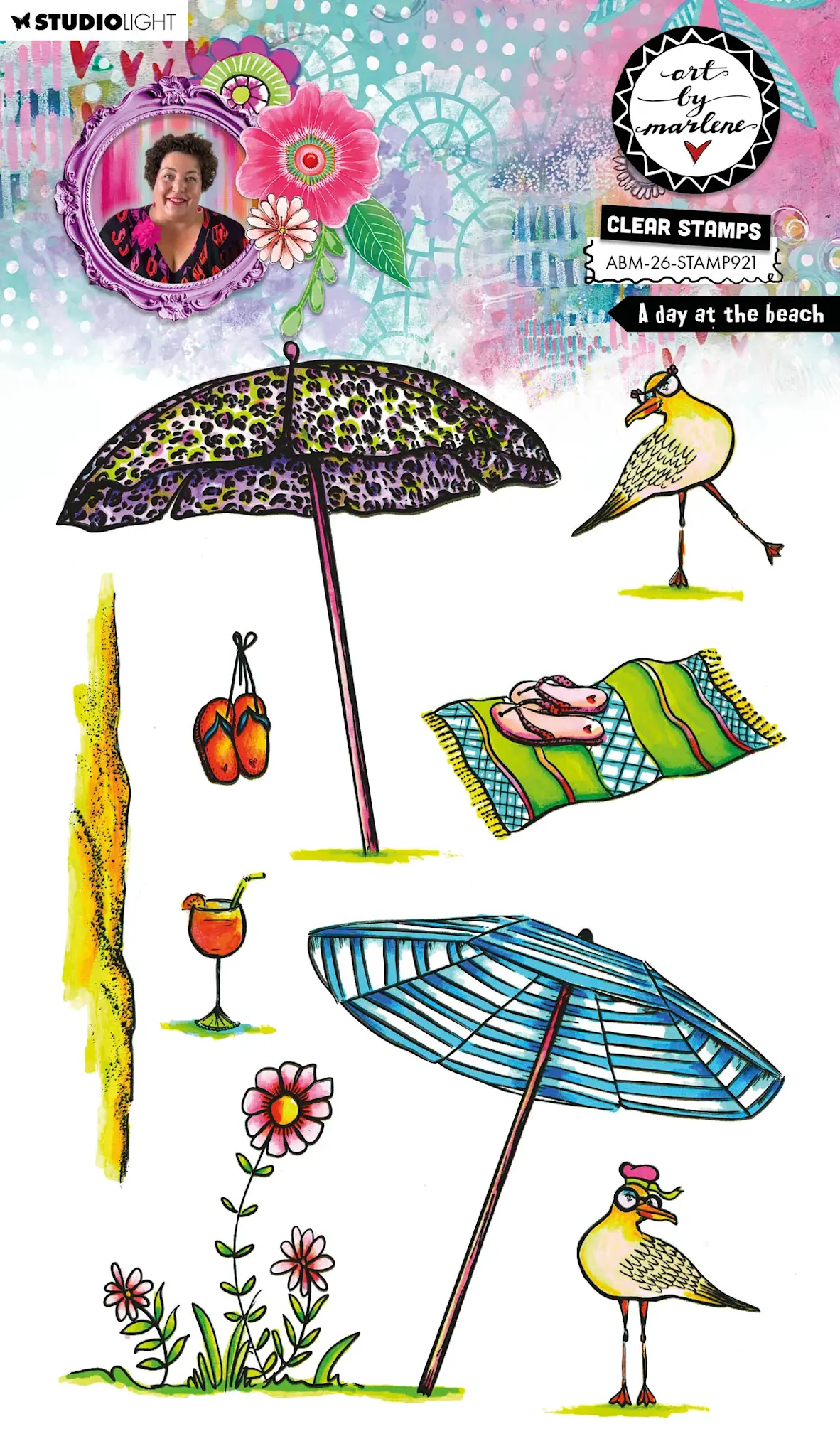 STUDIOLIGHT STUDIOLIGHT ART BY MARLENE A DAY AT THE BEACH CLEAR STAMP SET