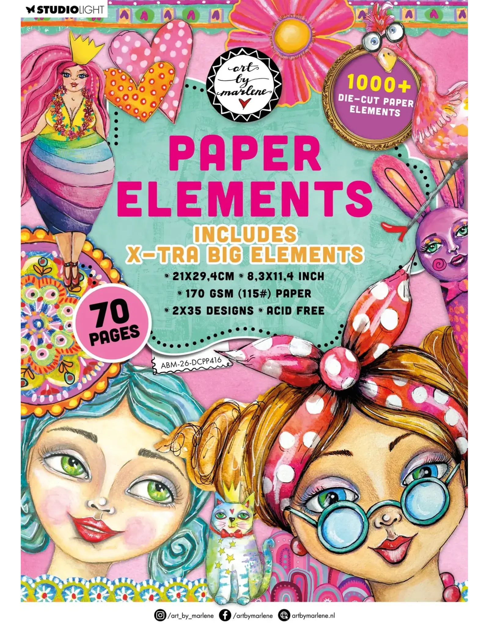 STUDIOLIGHT STUDIOLIGHT ART BY MARLENE X-TRA BIG ELEMENTS DIE-CUT PAPER PAD PAPER ELEMENTS