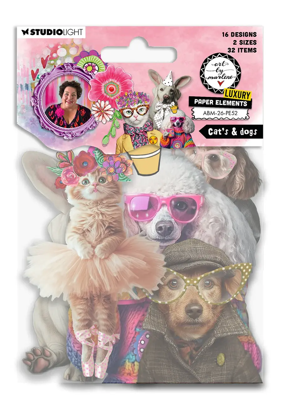 STUDIOLIGHT STUDIOLIGHT ART BY MARLENE CATS & DOGS PAPER ELEMENTS DIE-CUT 32/PK