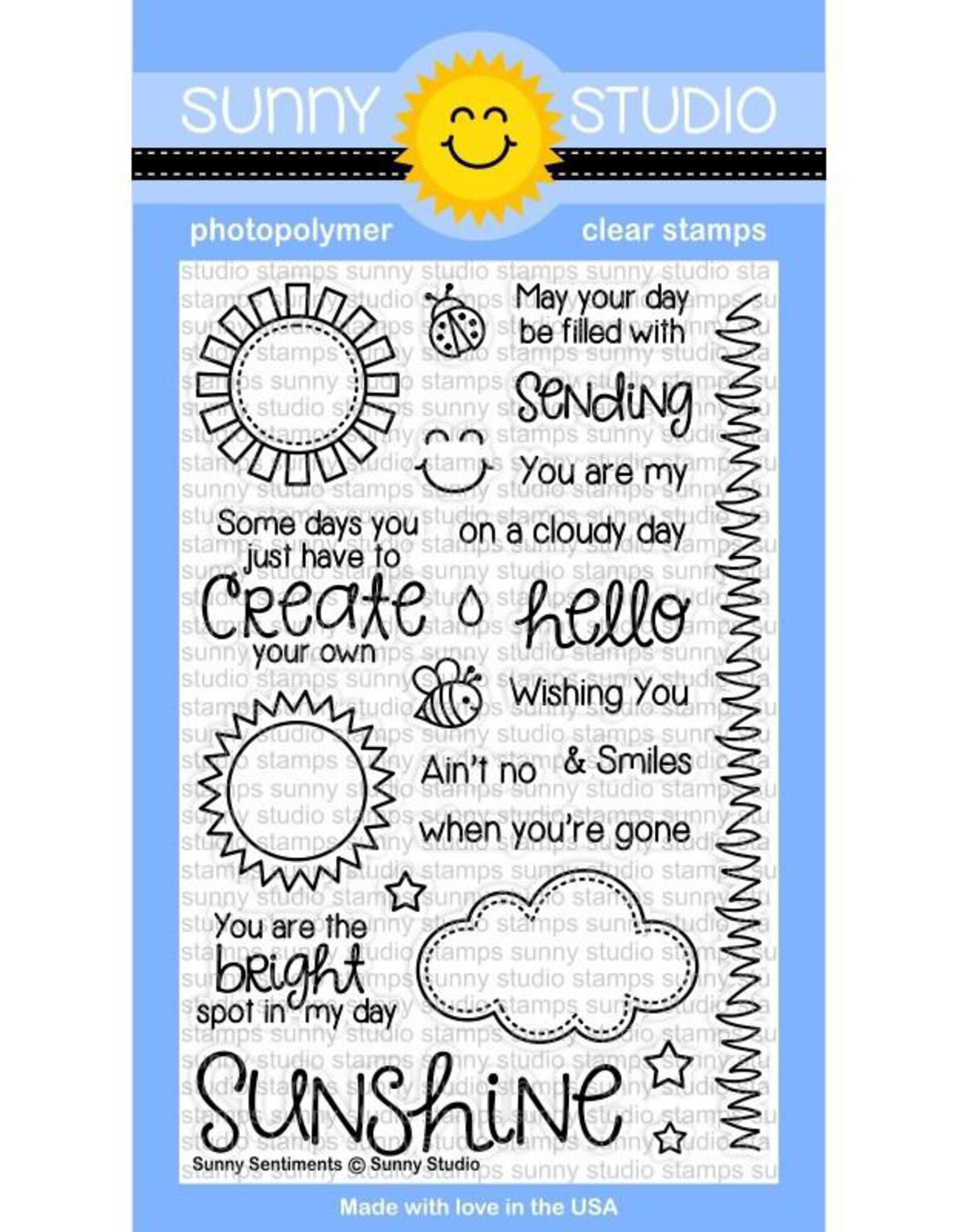 SUNNY STUDIO STAMPS SUNNY STUDIO SUNNY SENTIMENTS ACRYLIC STAMP SET