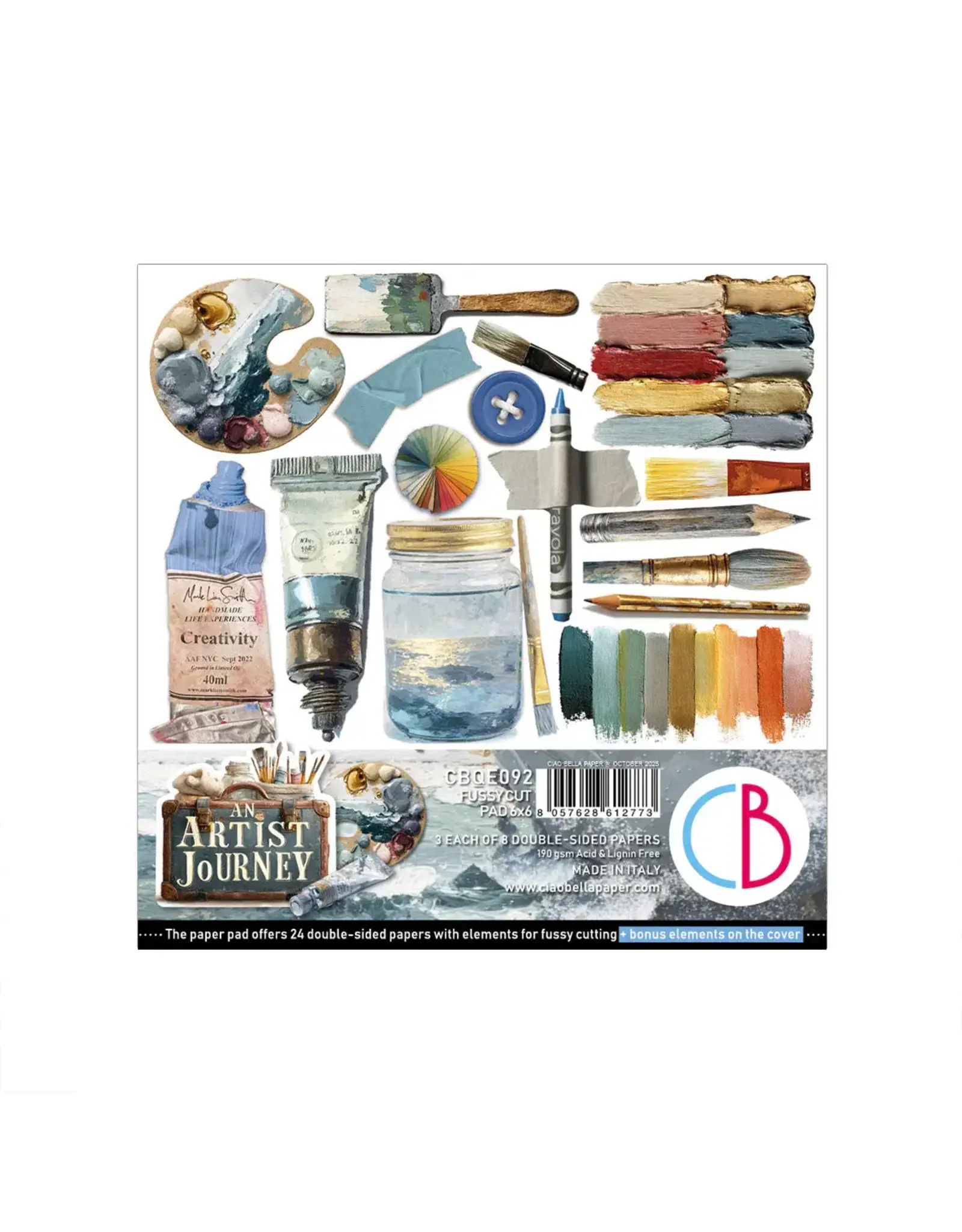 CIAO BELLA CIAO BELLA AN ARTIST JOURNEY 6x6 FUSSY CUT PAPER PAD 24 SHEETS