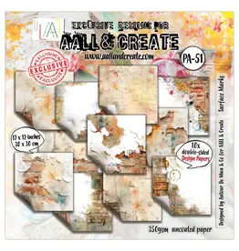 AALL & CREATE AALL & CREATE AUTOUR DE MWA & CO #51 SURFACE MARKS 12x12 DOUBLE-SIDED DESIGN PAPERS 10/PK