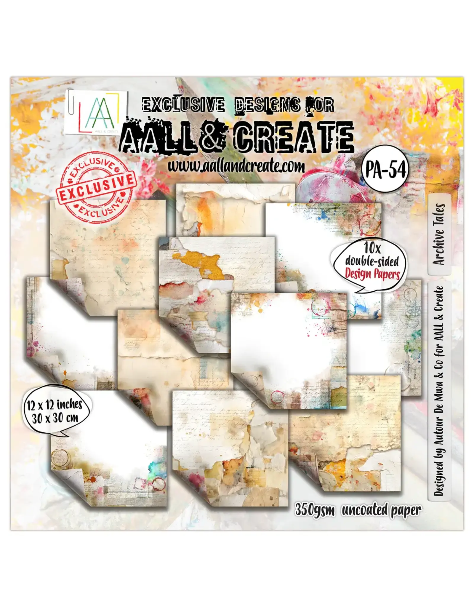 AALL & CREATE AALL & CREATE AUTOUR DE MWA & CO #54 ARCHIVE TALES 12x12 DOUBLE-SIDED DESIGN PAPERS 10/PK