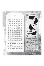 STAMPERS ANONYMOUS STAMPERS ANONYMOUS TIM HOLTZ SILHOUETTE BIRDS MIXED MEDIA CLEAR STAMP SET & STENCIL