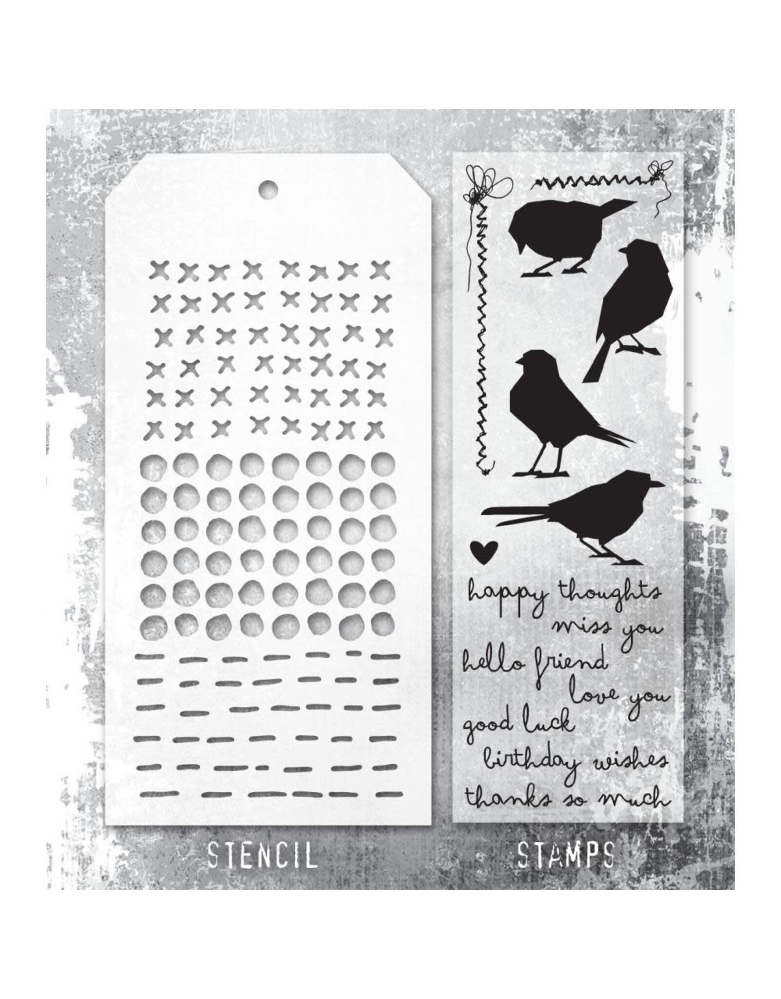 STAMPERS ANONYMOUS STAMPERS ANONYMOUS TIM HOLTZ SILHOUETTE BIRDS MIXED MEDIA CLEAR STAMP SET & STENCIL