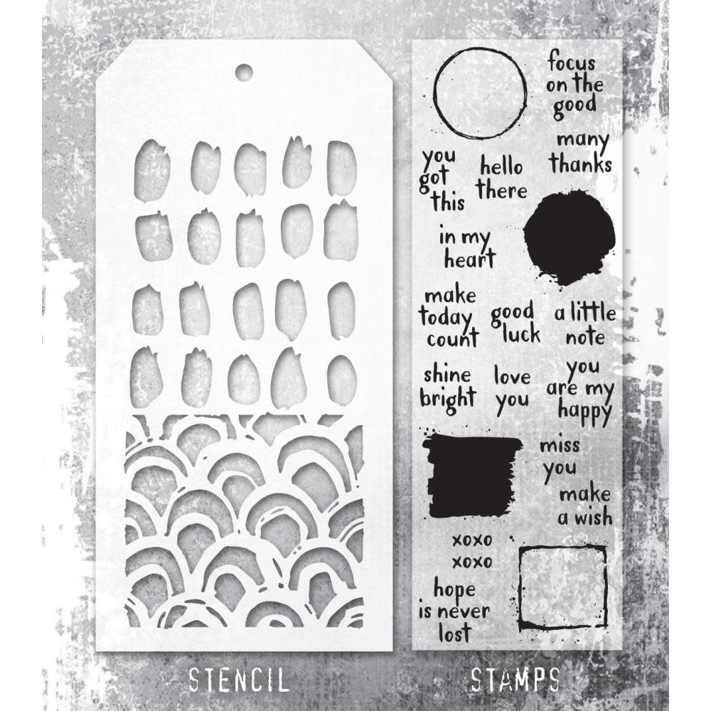 STAMPERS ANONYMOUS STAMPERS ANONYMOUS TIM HOLTZ NOTE QUOTES MIXED MEDIA CLEAR STAMP SET & STENCIL