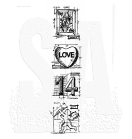 STAMPERS ANONYMOUS STAMPERS ANONYMOUS TIM HOLTZ VALENTINE MINI BLUEPRINTS STRIP 3x10 CLING STAMP SET