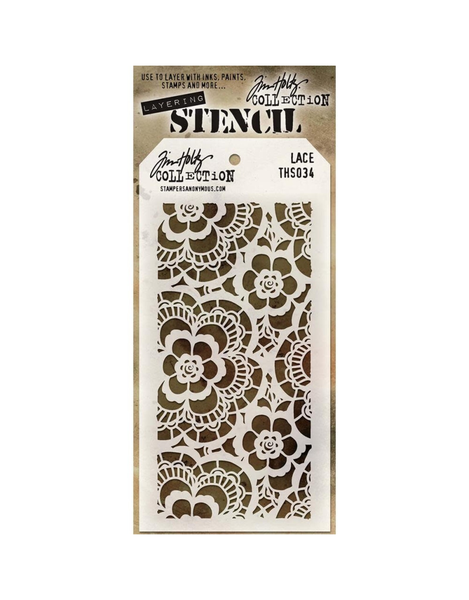 STAMPERS ANONYMOUS STAMPERS ANONYMOUS TIM HOLTZ LACE LAYERING STENCIL