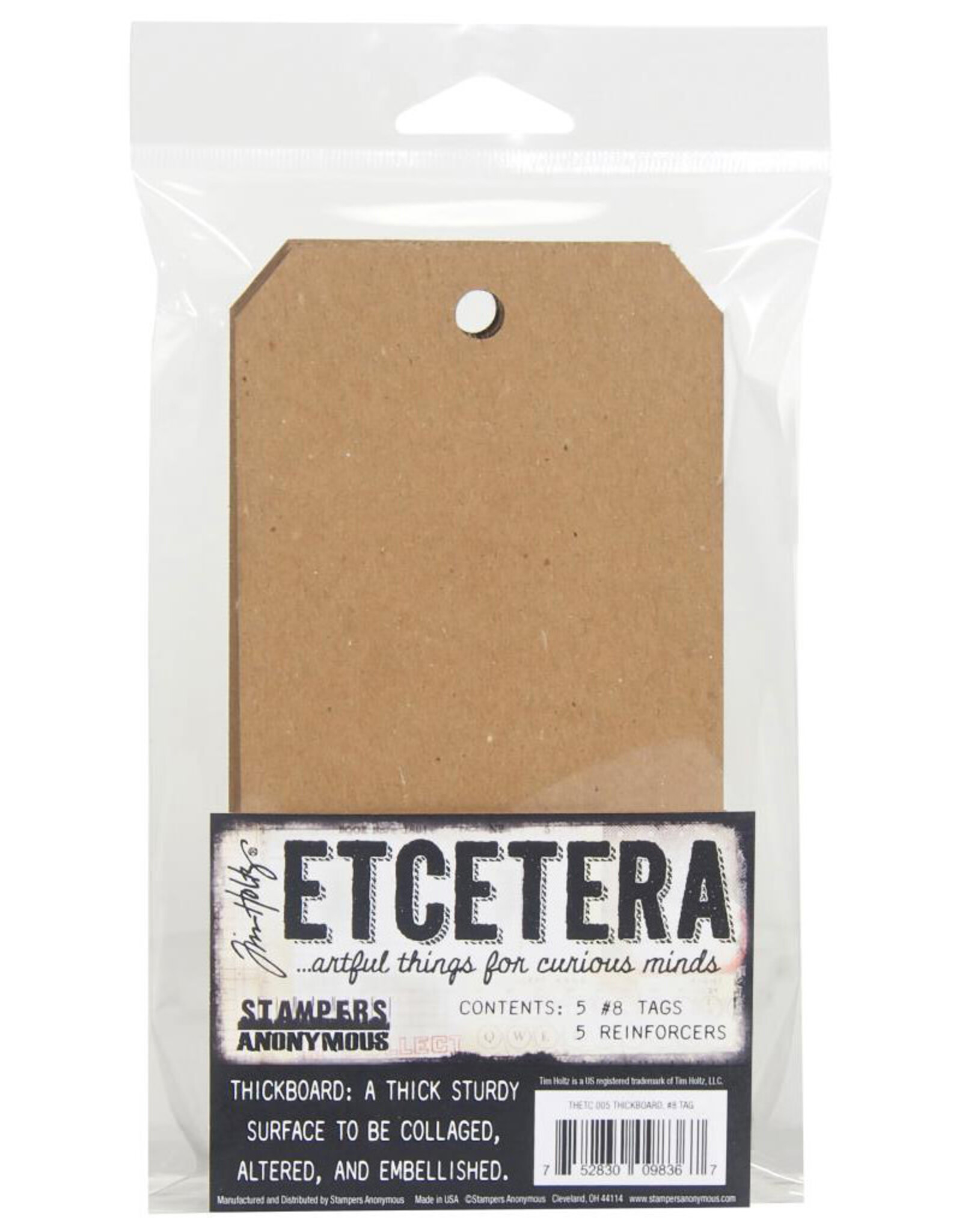 STAMPERS ANONYMOUS STAMPERS ANONYMOUS TIM HOLTZ ETCETERA THICKBOARD #8 TAGS & REINFORCERS 5PK