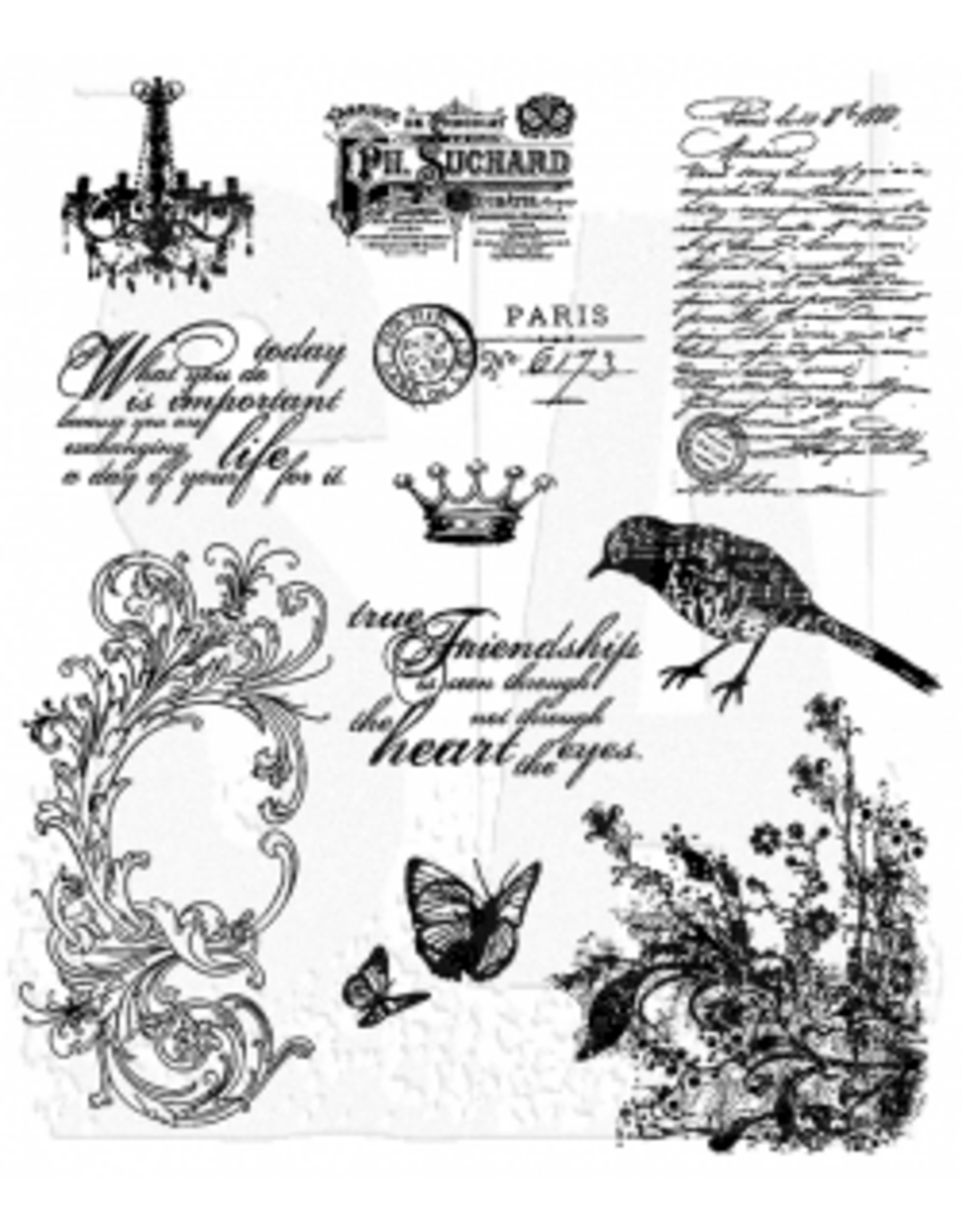 STAMPERS ANONYMOUS STAMPERS ANONYMOUS TIM HOLTZ SHABBY FRENCH CLING STAMP SET