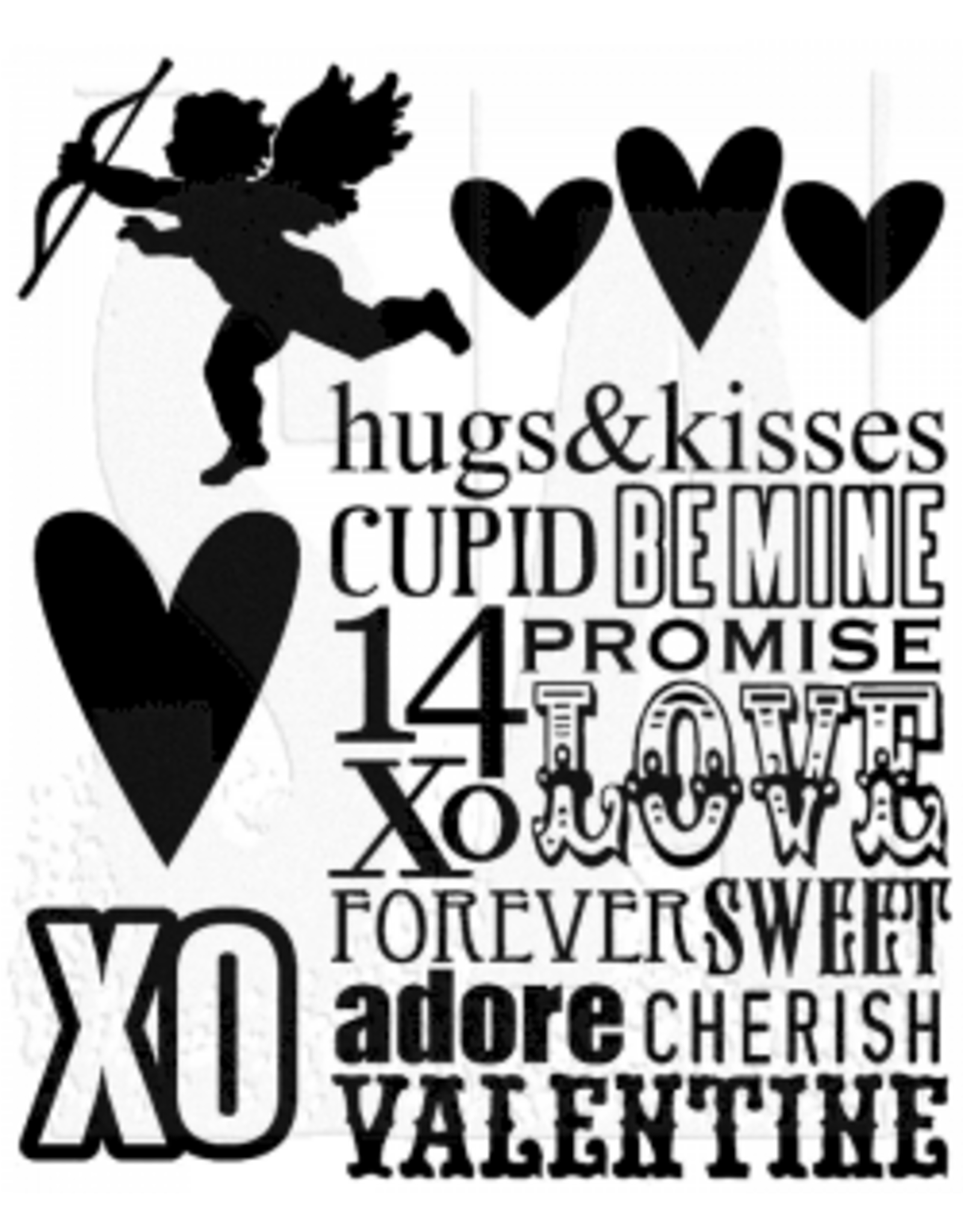 STAMPERS ANONYMOUS STAMPERS ANONYMOUS TIM HOLTZ VALENTINE SILHOUETTES CLING STAMP SET