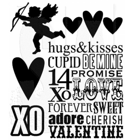 STAMPERS ANONYMOUS STAMPERS ANONYMOUS TIM HOLTZ VALENTINE SILHOUETTES CLING STAMP SET