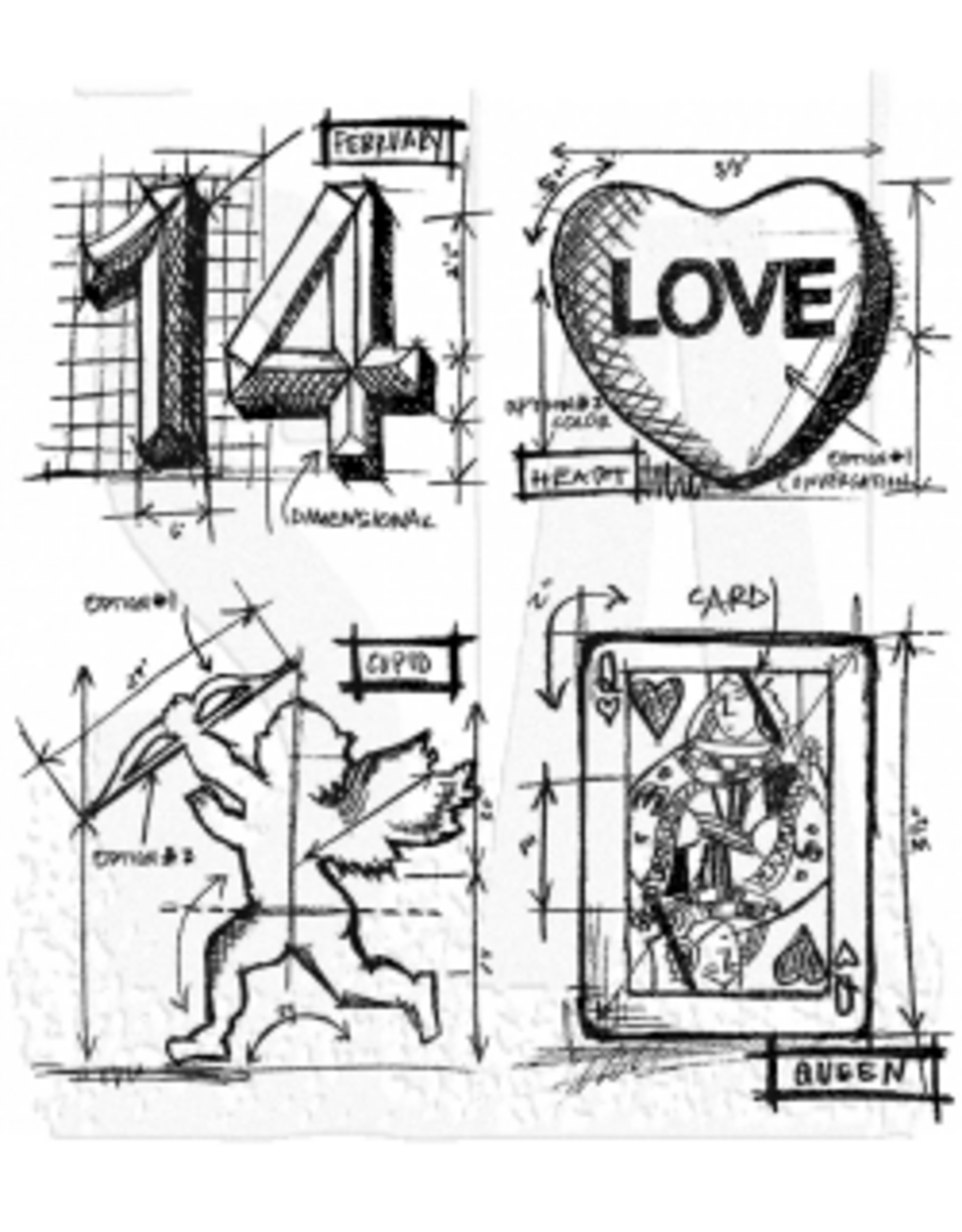 STAMPERS ANONYMOUS STAMPERS ANONYMOUS TIM HOLTZ VALENTINE BLUEPRINT CLING STAMP SET