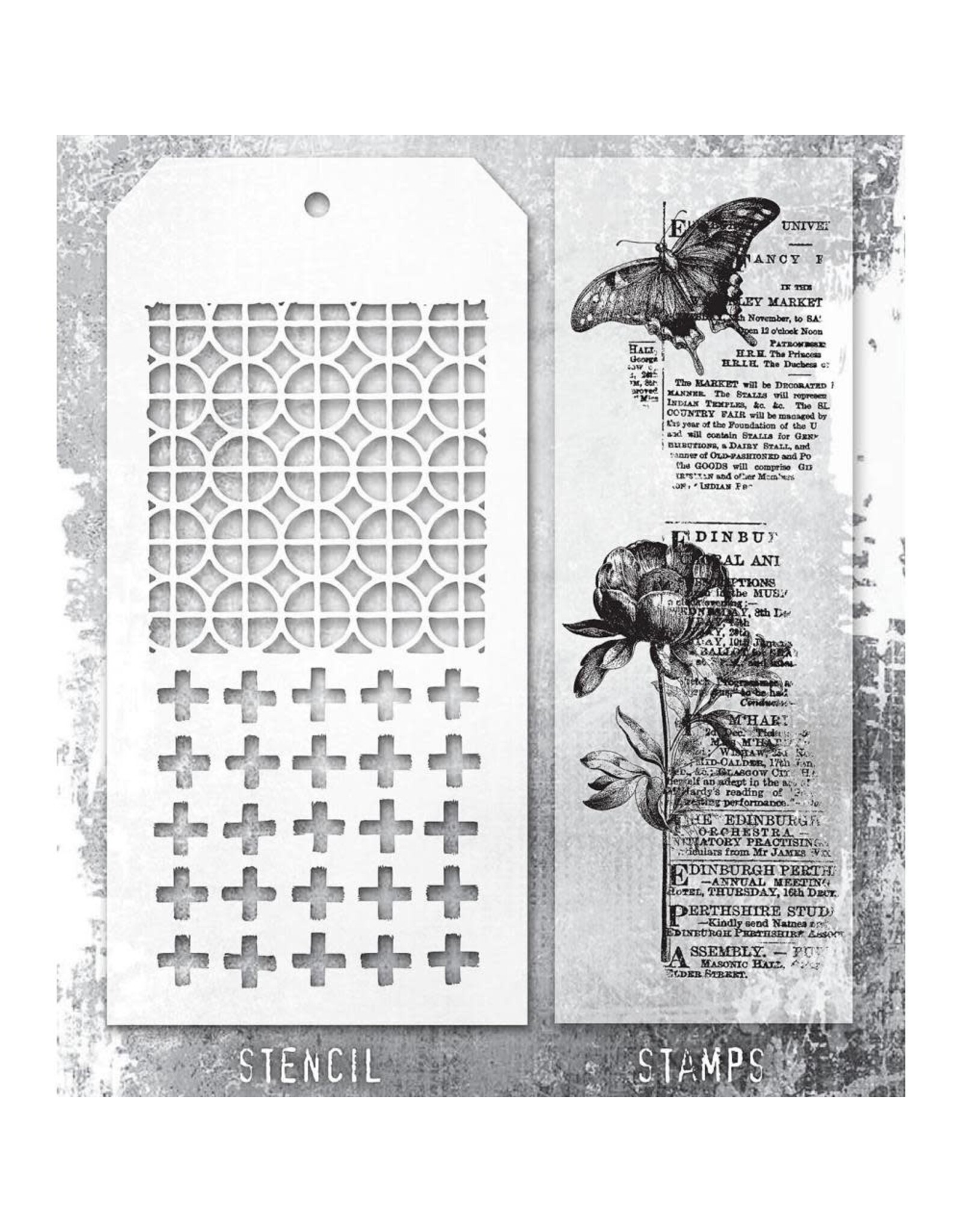 STAMPERS ANONYMOUS STAMPERS ANONYMOUS TIM HOLTZ BOTANIC COLLAGE MIXED MEDIA CLEAR STAMP SET & STENCIL