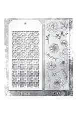 STAMPERS ANONYMOUS STAMPERS ANONYMOUS TIM HOLTZ FLORAL ELEMENTS MIXED MEDIA CLEAR STAMP SET & STENCIL