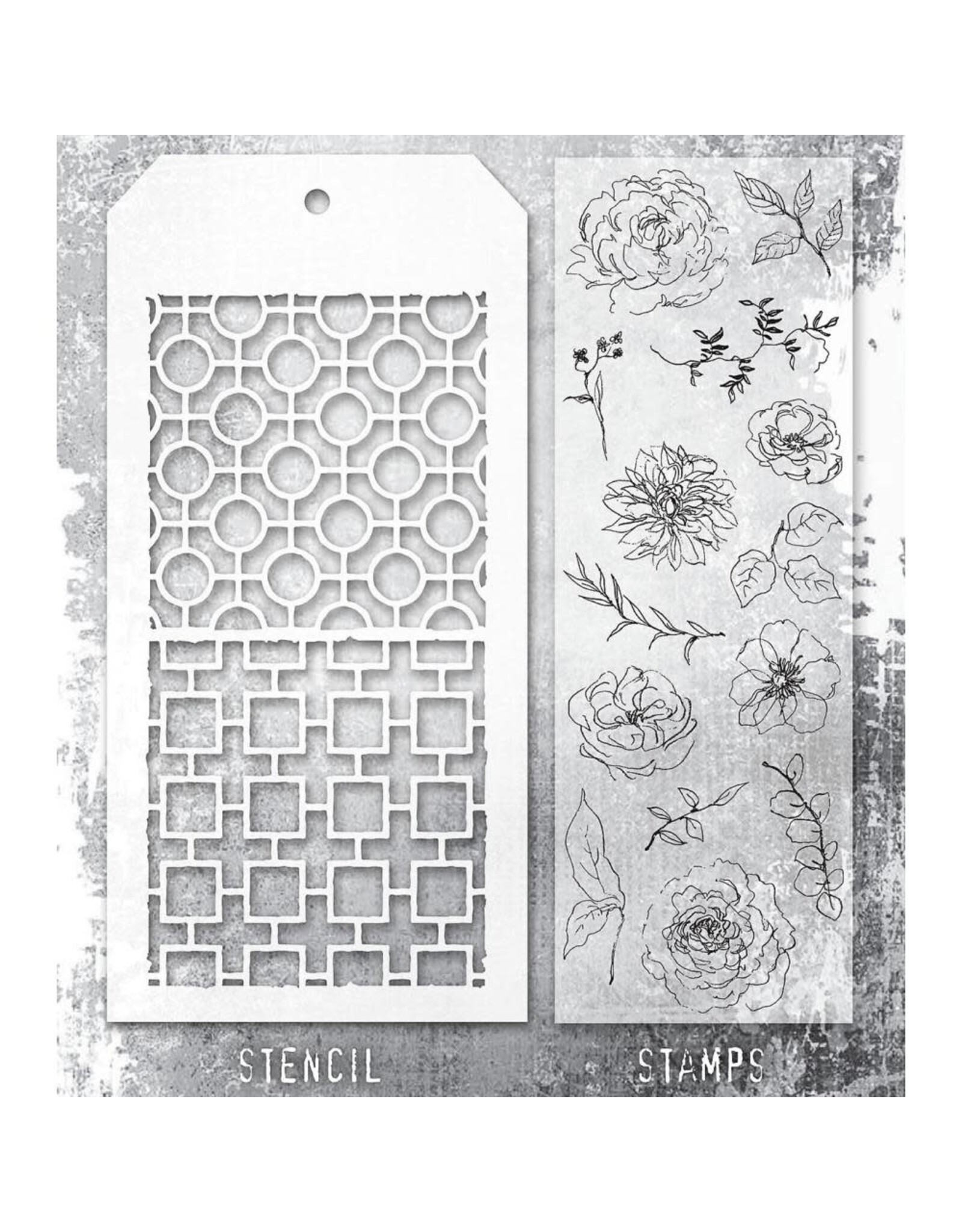STAMPERS ANONYMOUS STAMPERS ANONYMOUS TIM HOLTZ FLORAL ELEMENTS MIXED MEDIA CLEAR STAMP SET & STENCIL