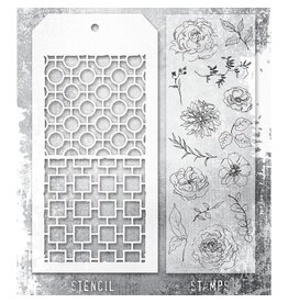 STAMPERS ANONYMOUS STAMPERS ANONYMOUS TIM HOLTZ FLORAL ELEMENTS MIXED MEDIA CLEAR STAMP SET & STENCIL