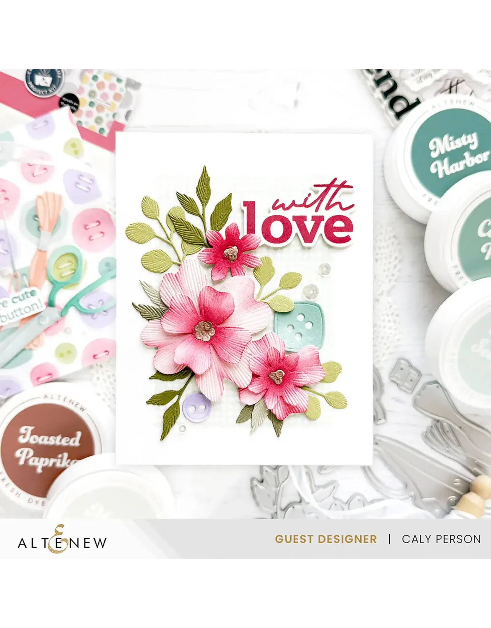 ALTENEW ALTENEW CRAFT YOUR LIFE PROJECT KIT: STITCHED WITH LOVE CLEAR STAMP, STENCIL SET, 3D EMBOSSING FOLDER AND DIE SET BUNDLE