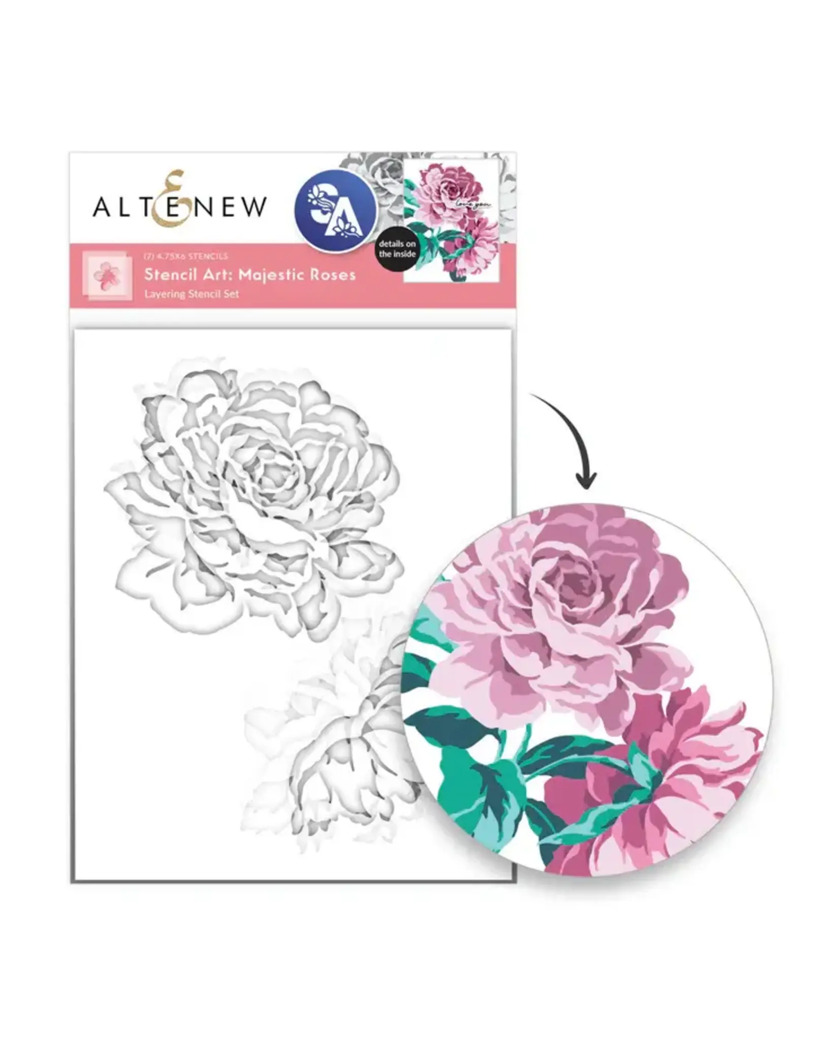 ALTENEW ALTENEW STENCIL ART: MAJESTIC ROSES LAYERING STENCIL SET 7/PK