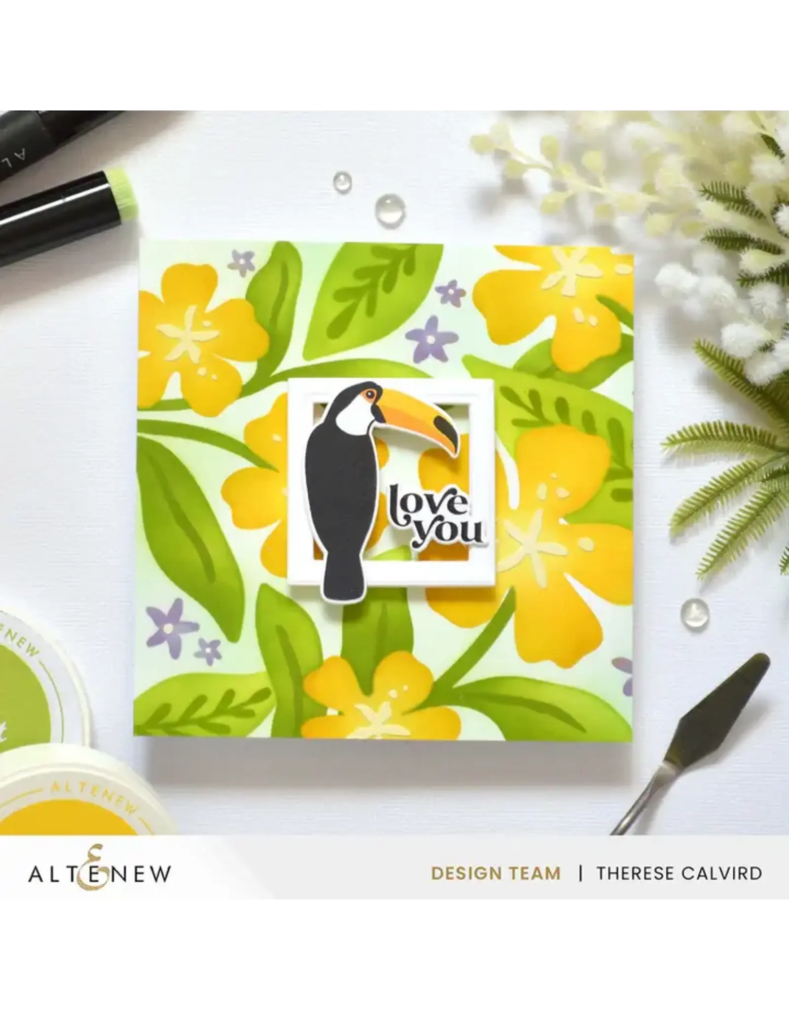 ALTENEW ALTENEW JOYFUL GARDEN 3D EMBOSSING FOLDER AND STENCIL SET BUNDLE