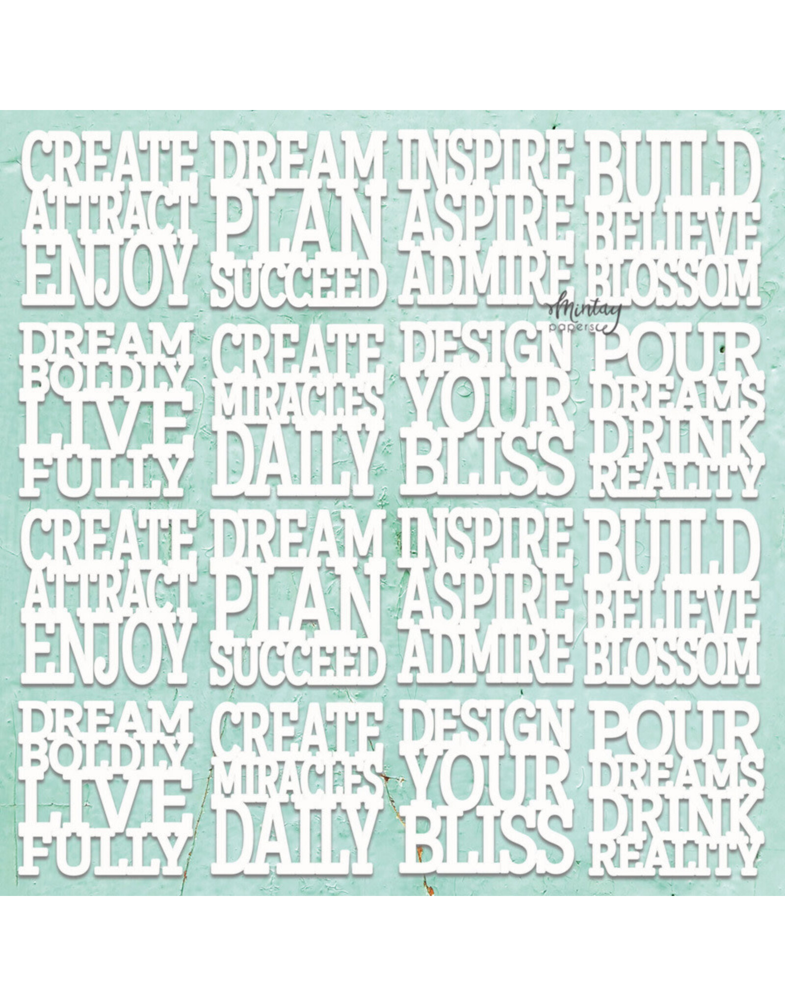 MINTAY MINTAY CHIPPIES - DECOR AFFIRMATIONS 12x12 CHIPBOARD