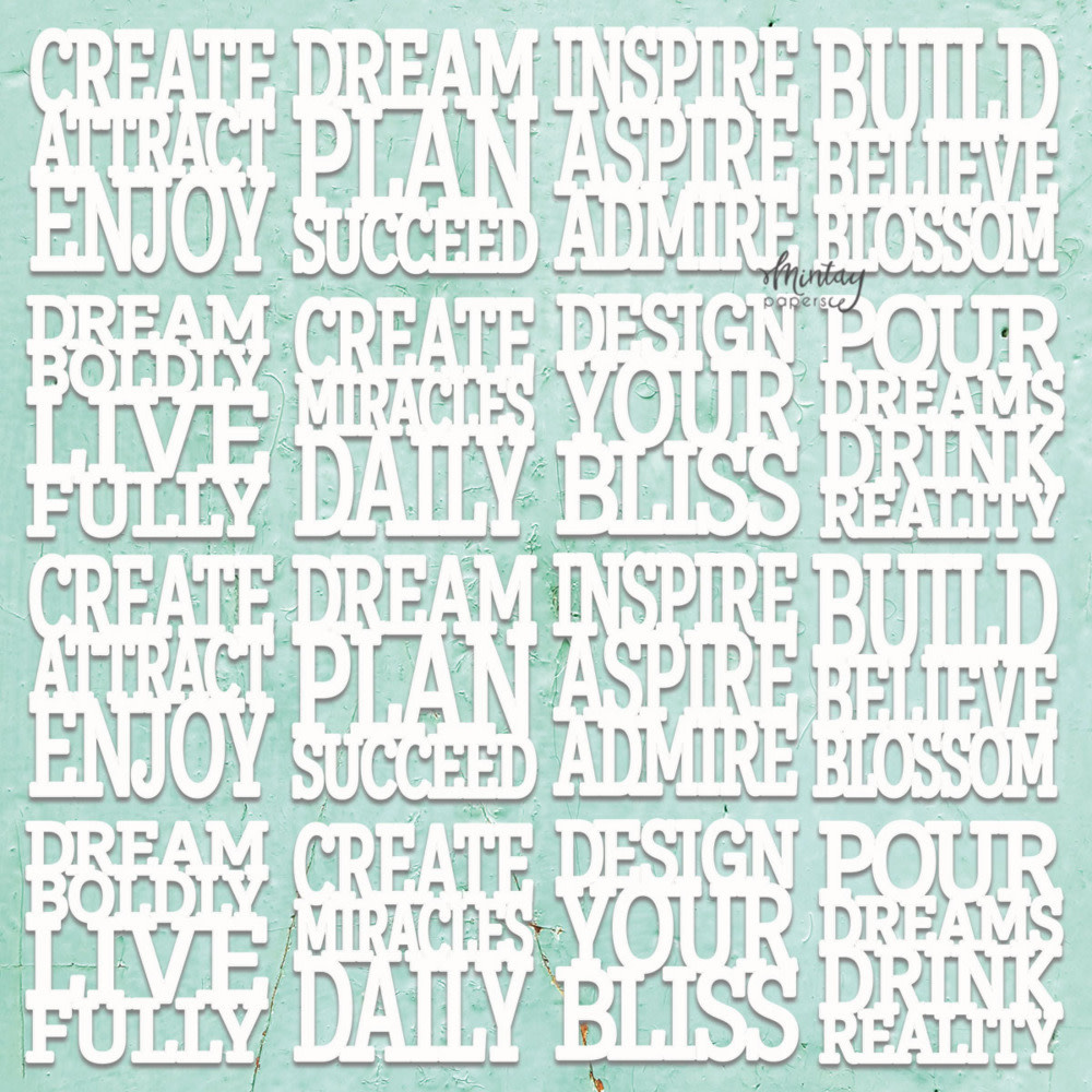 MINTAY MINTAY CHIPPIES - DECOR AFFIRMATIONS 12x12 CHIPBOARD