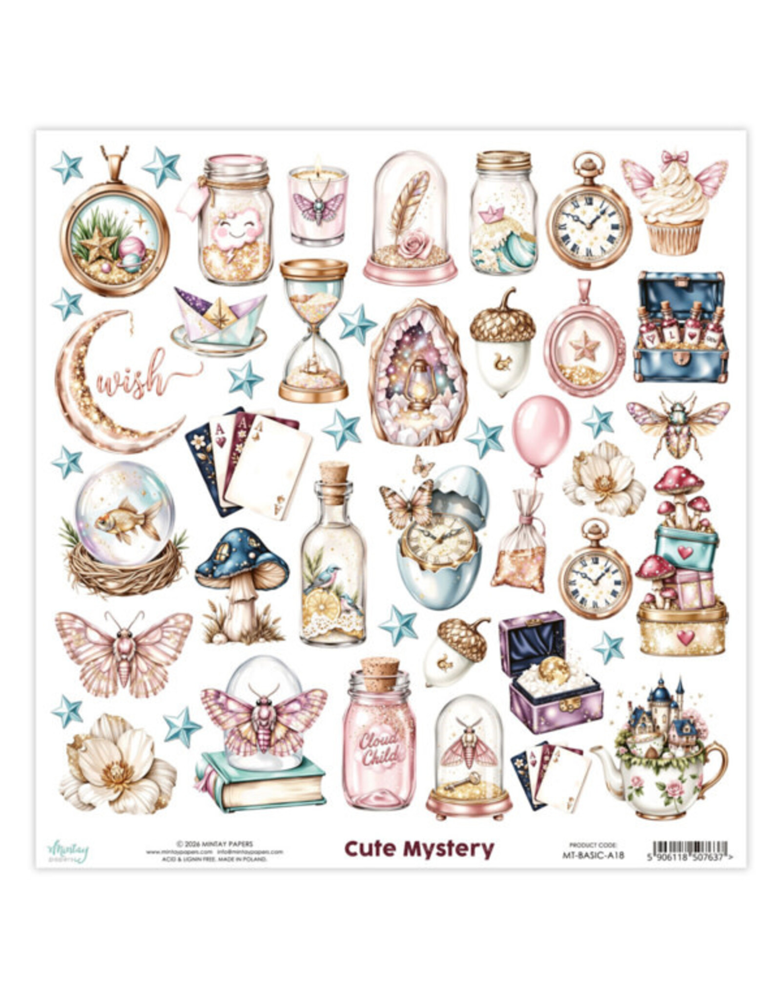 MINTAY MINTAY CUTE MYSTERY BASIC ELEMENTS 12x12 CARDSTOCK