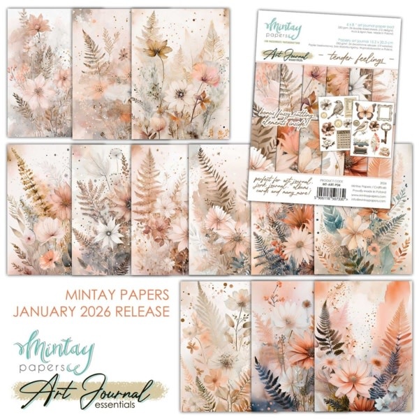 MINTAY MINTAY ART JOURNAL TENDER FEELINGS 6x8 PAPER PAD 24 SHEETS