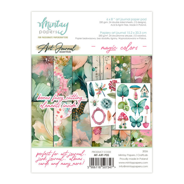 MINTAY MINTAY ART JOURNAL MAGIC COLORS 6x8 PAPER PAD 24 SHEETS