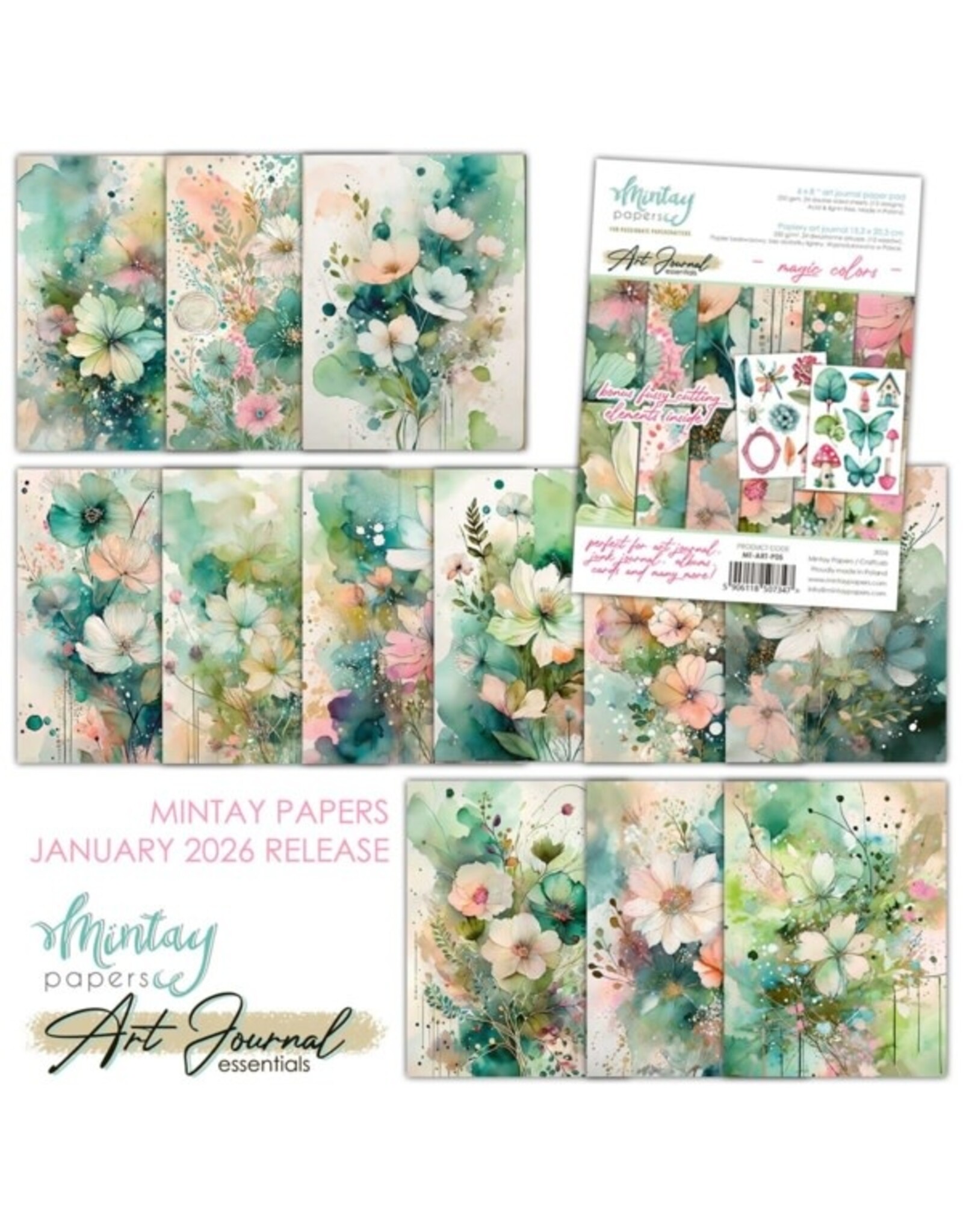 MINTAY MINTAY ART JOURNAL MAGIC COLORS 6x8 PAPER PAD 24 SHEETS