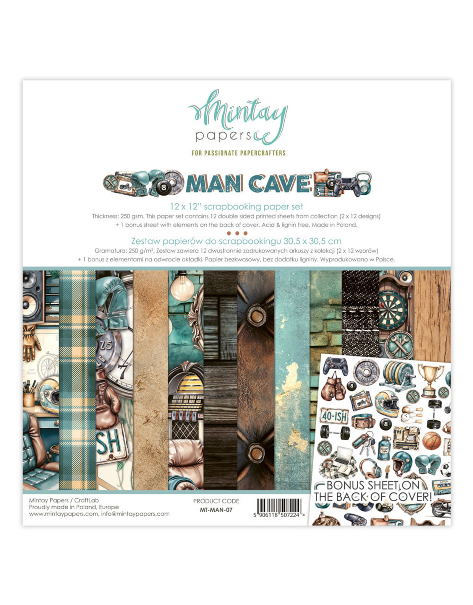 MINTAY MINTAY MAN CAVE 12x12 COLLECTION PACK 12 SHEETS
