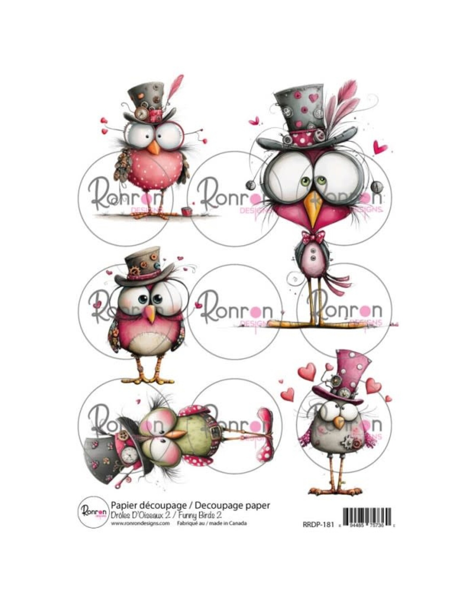 RONRON DESIGNS RONRON DESIGNS DRÔLES D'OISEAUX 2 RICE PAPER