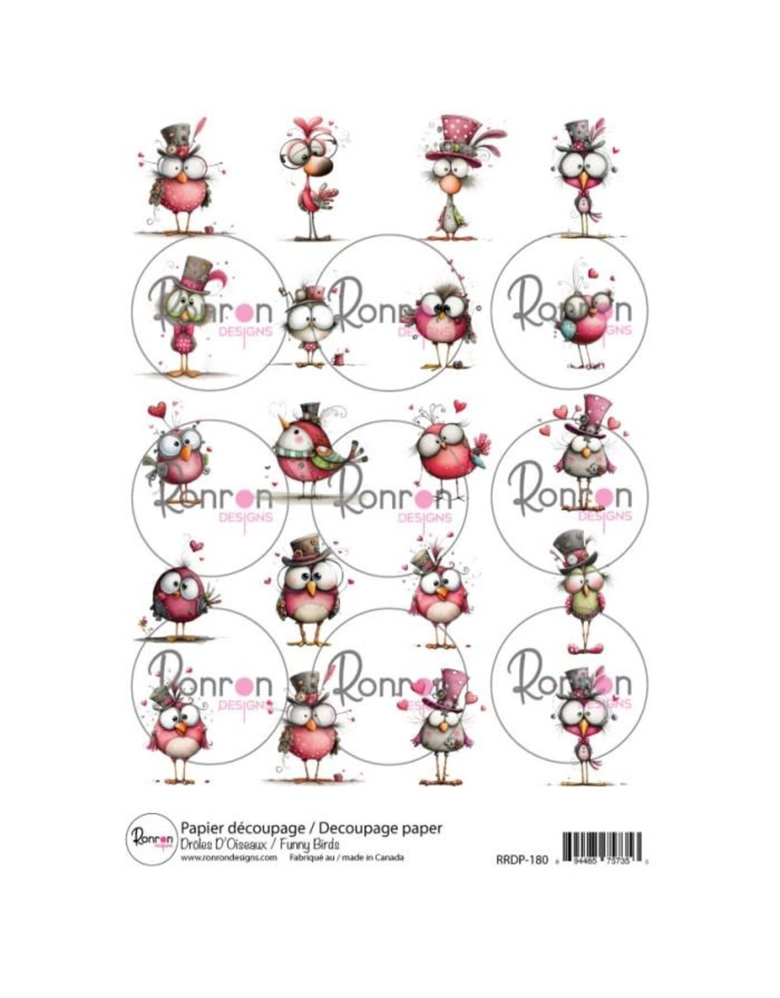 RONRON DESIGNS RONRON DESIGNS DRÔLES D'OISEAUX RICE PAPER