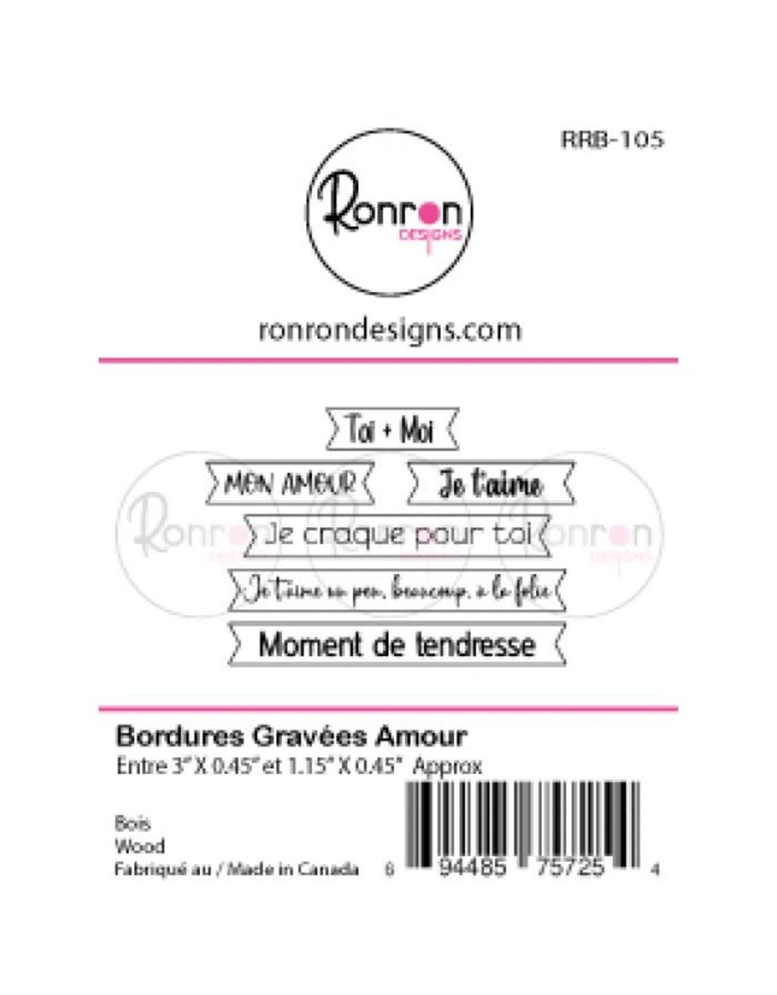 RONRON DESIGNS RONRON DESIGNS BORDURES GRAVÉEES AMOUR WOOD PIECES