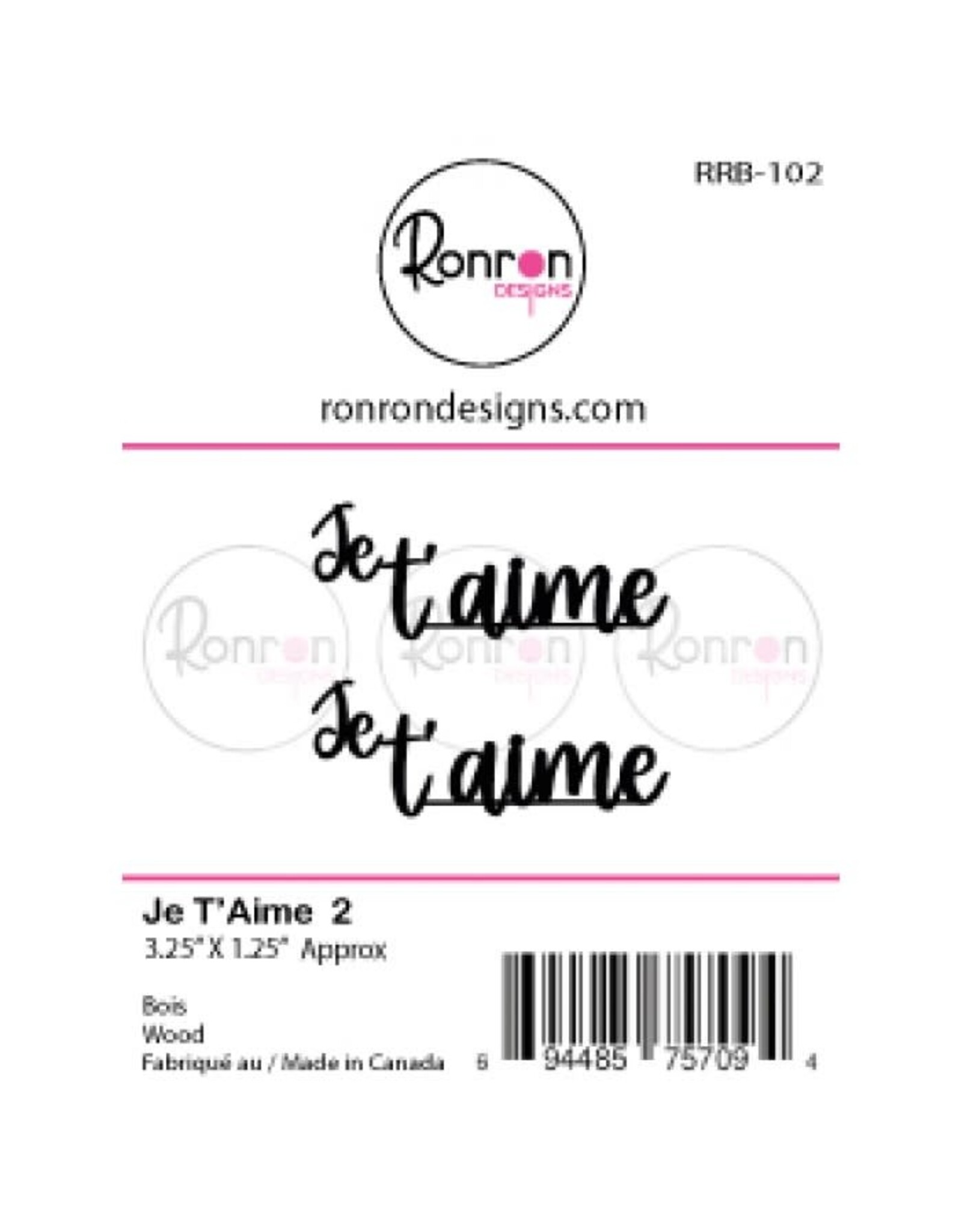 RONRON DESIGNS RONRON DESIGNS JE T'AIME 2 WOOD PIECES