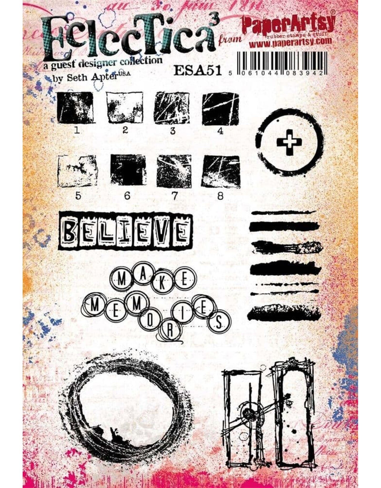 PAPER ARTSY PAPER ARTSY ECLECTICA SETH APTER ESA51 CLING STAMP SET