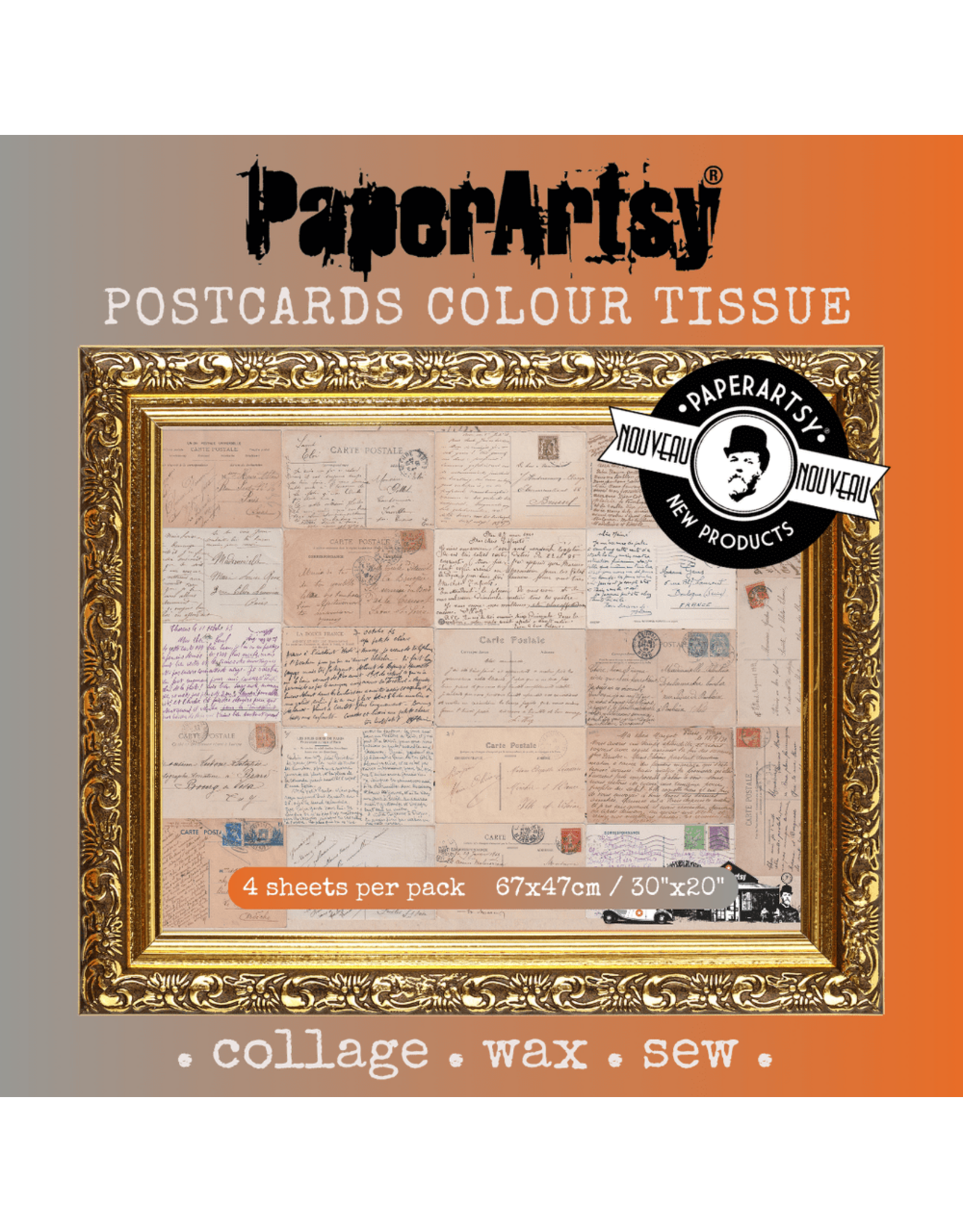 PAPER ARTSY PAPER ARTSY POSTCARDS PRINTED TISSUE COLLAGE PAPER 4 SHEETS
