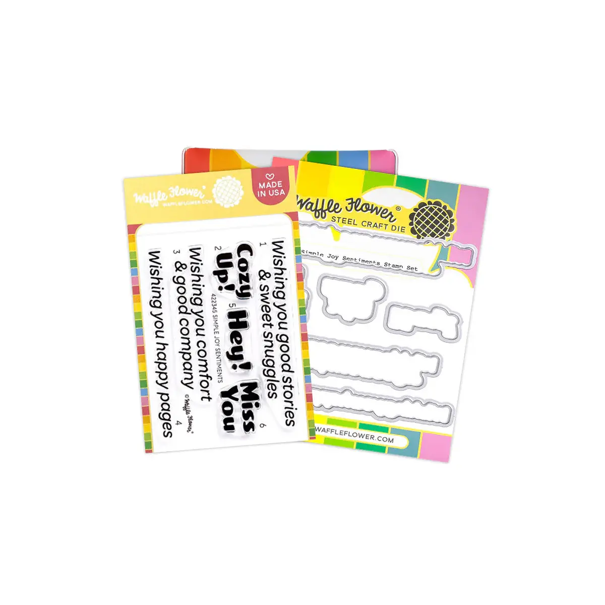 WAFFLE FLOWER WAFFLE FLOWER SIMPLE JOY SENTIMENTS CLEAR STAMP SET AND DIE COMBO