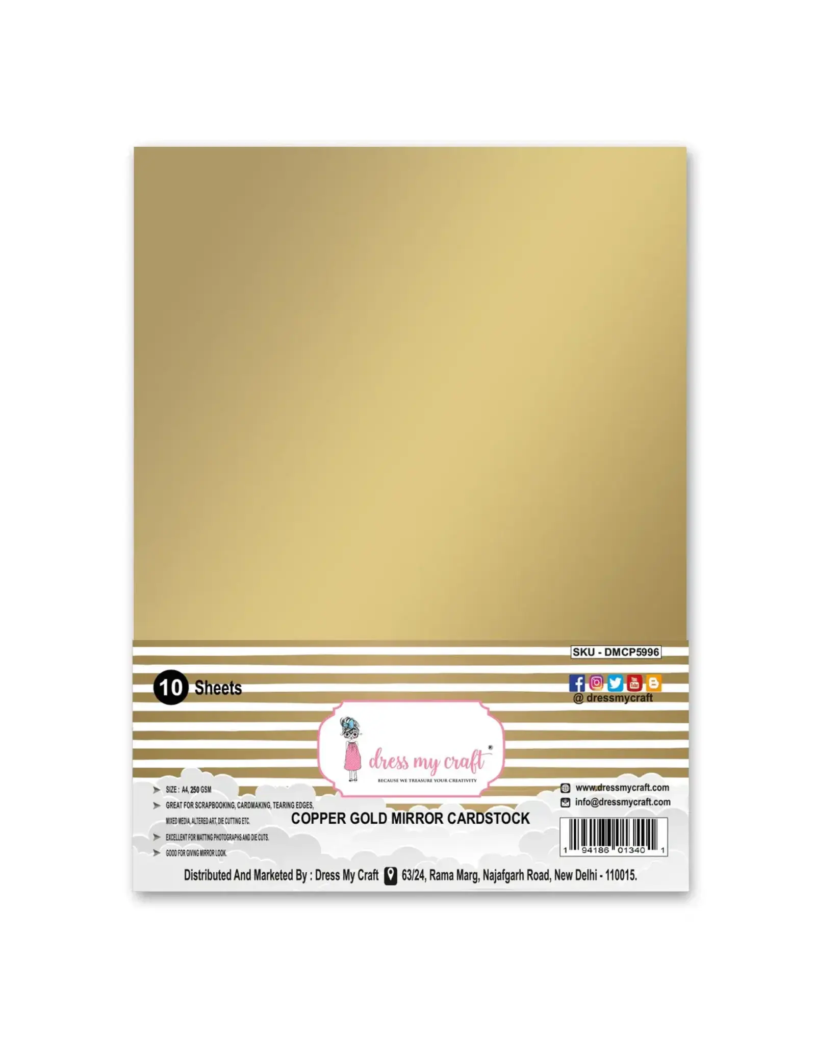 DRESS MY CRAFT DRESS MY CRAFT COPPER GOLD MIRROR CARDSTOCK A4 10/PK