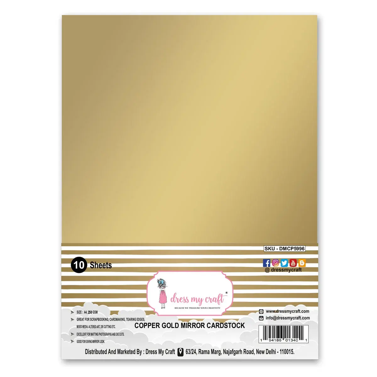 DRESS MY CRAFT DRESS MY CRAFT COPPER GOLD MIRROR CARDSTOCK A4 10/PK