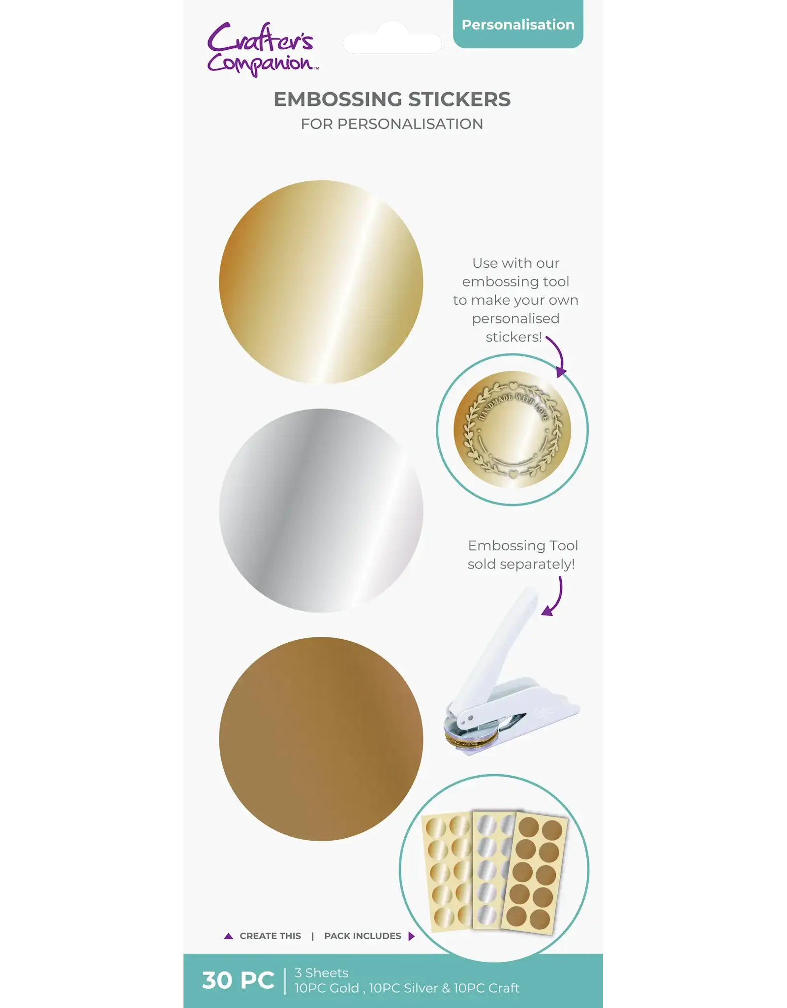 CRAFTERS COMPANION CRAFTER'S COMPANION EMBOSSING STICKERS 30/PK